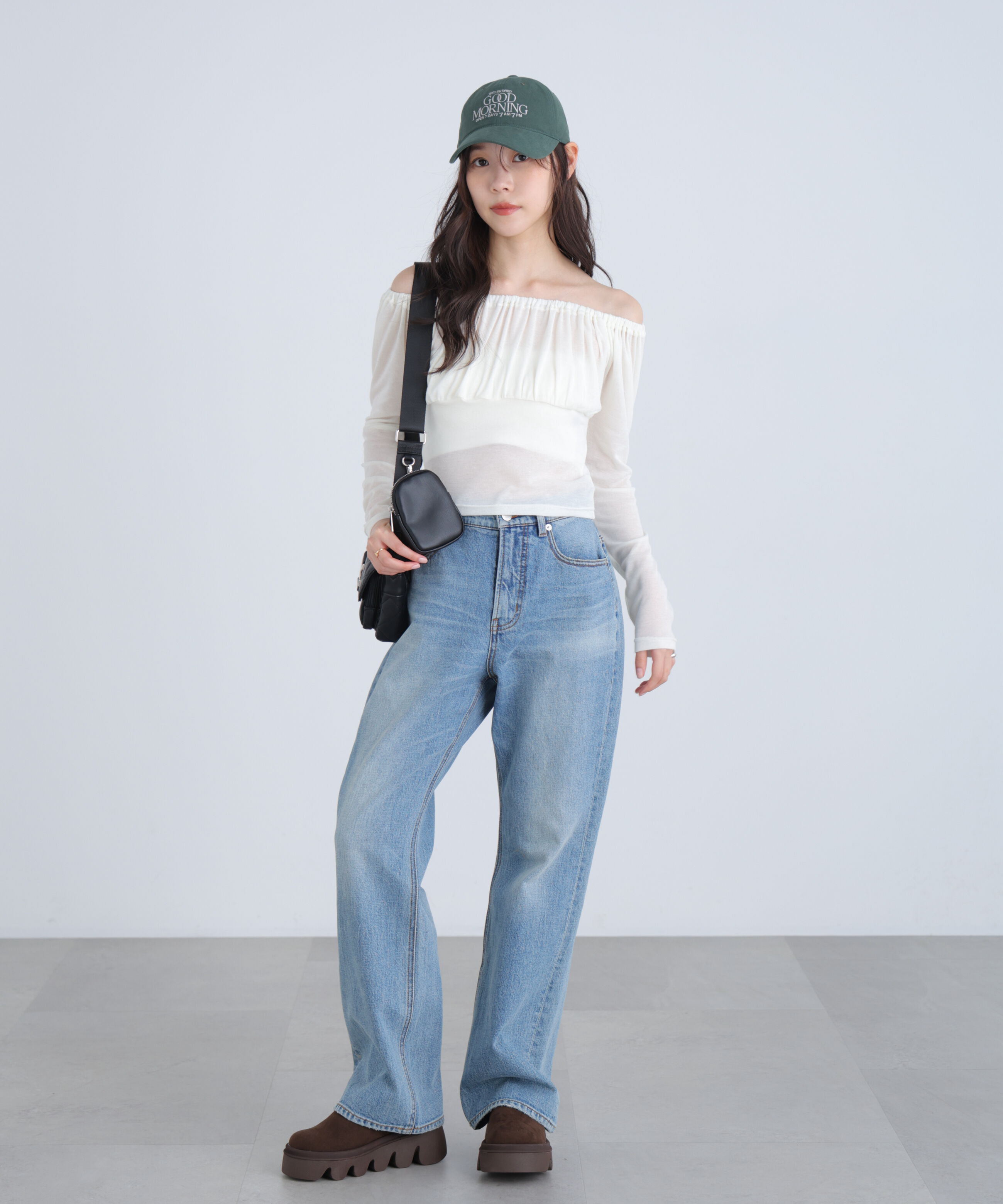  「オフショルシアーギャザーカットソー」|Tシャツ・カットソー|