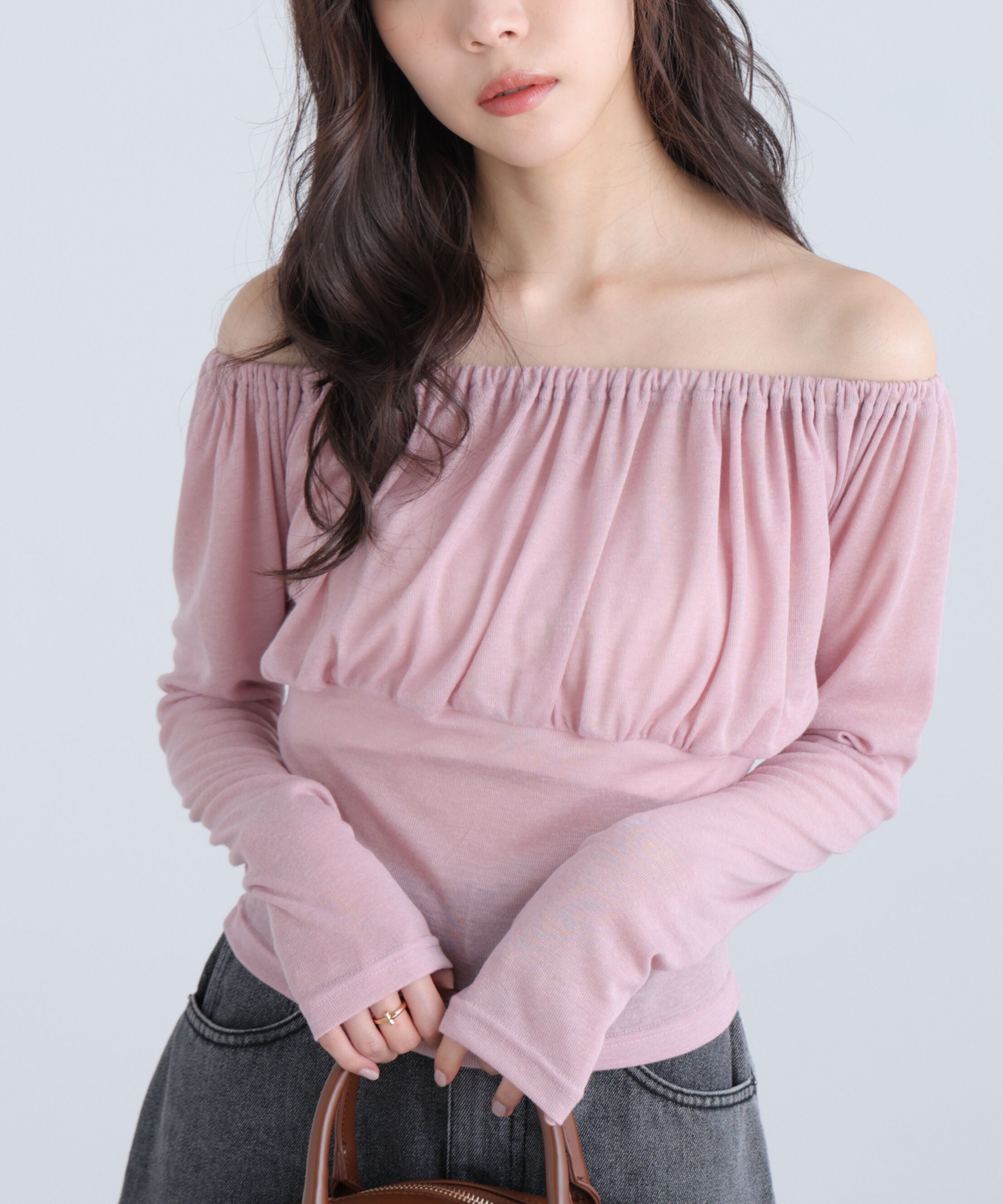  「オフショルシアーギャザーカットソー」|Tシャツ・カットソー|