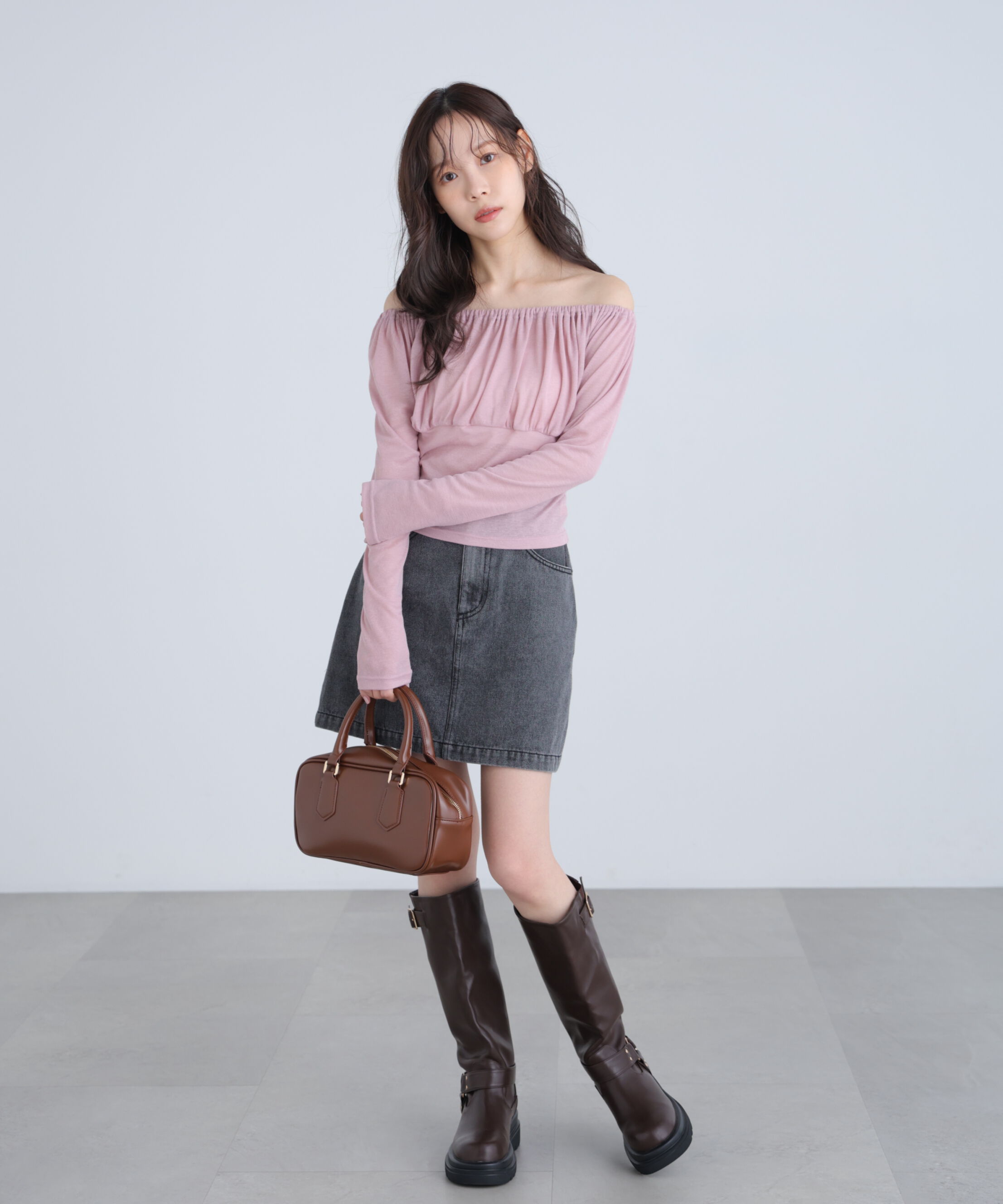  「オフショルシアーギャザーカットソー」|Tシャツ・カットソー|