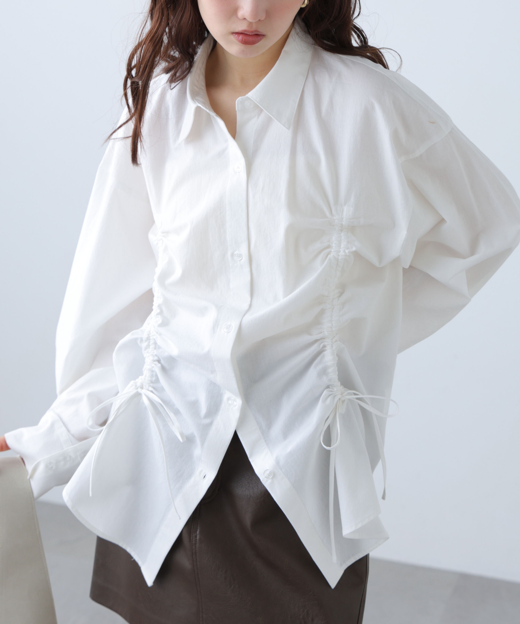 「フロントドロストオーバーサイズシャツ」|シャツ・ブラウス|