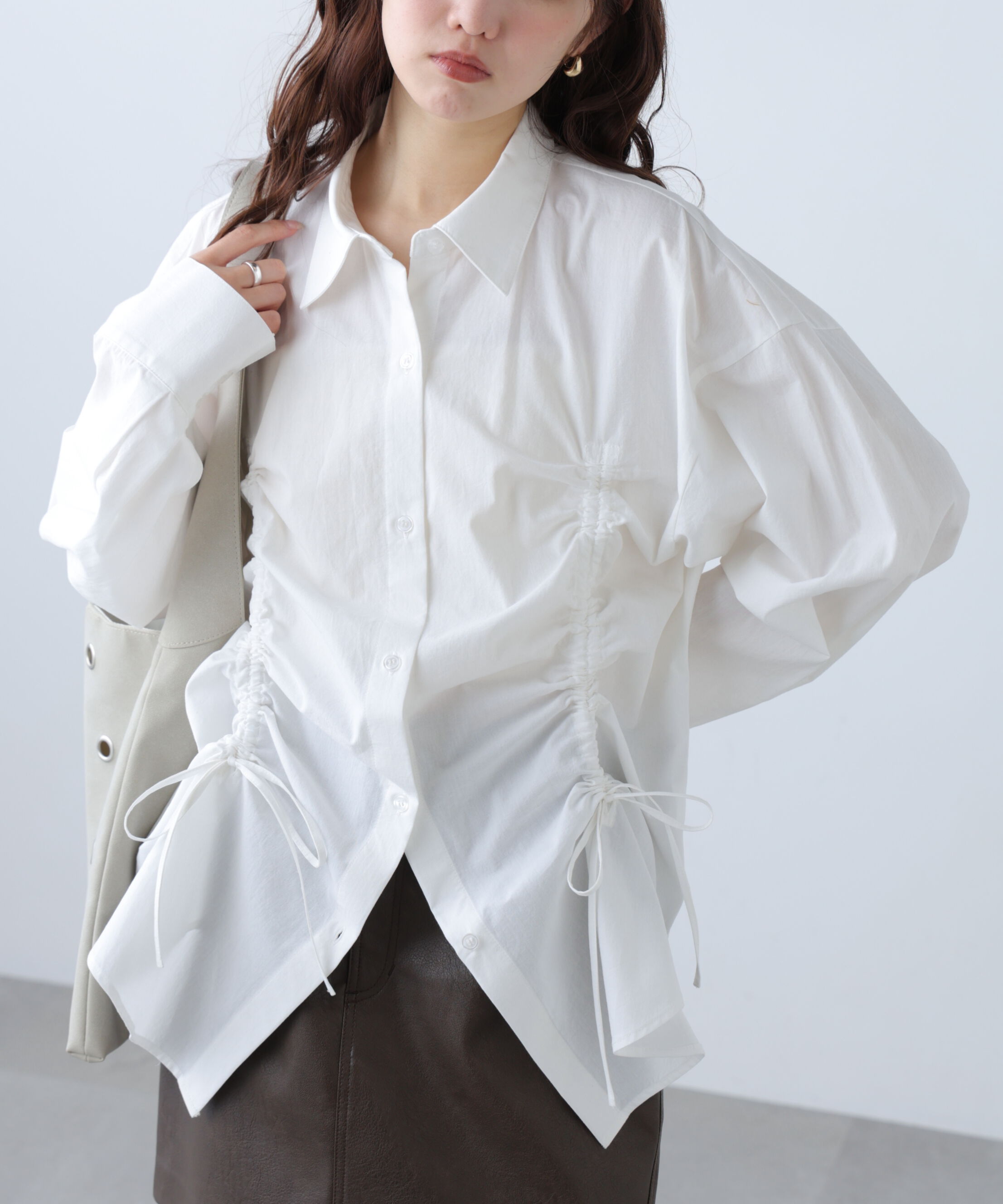  「フロントドロストオーバーサイズシャツ」|シャツ・ブラウス|