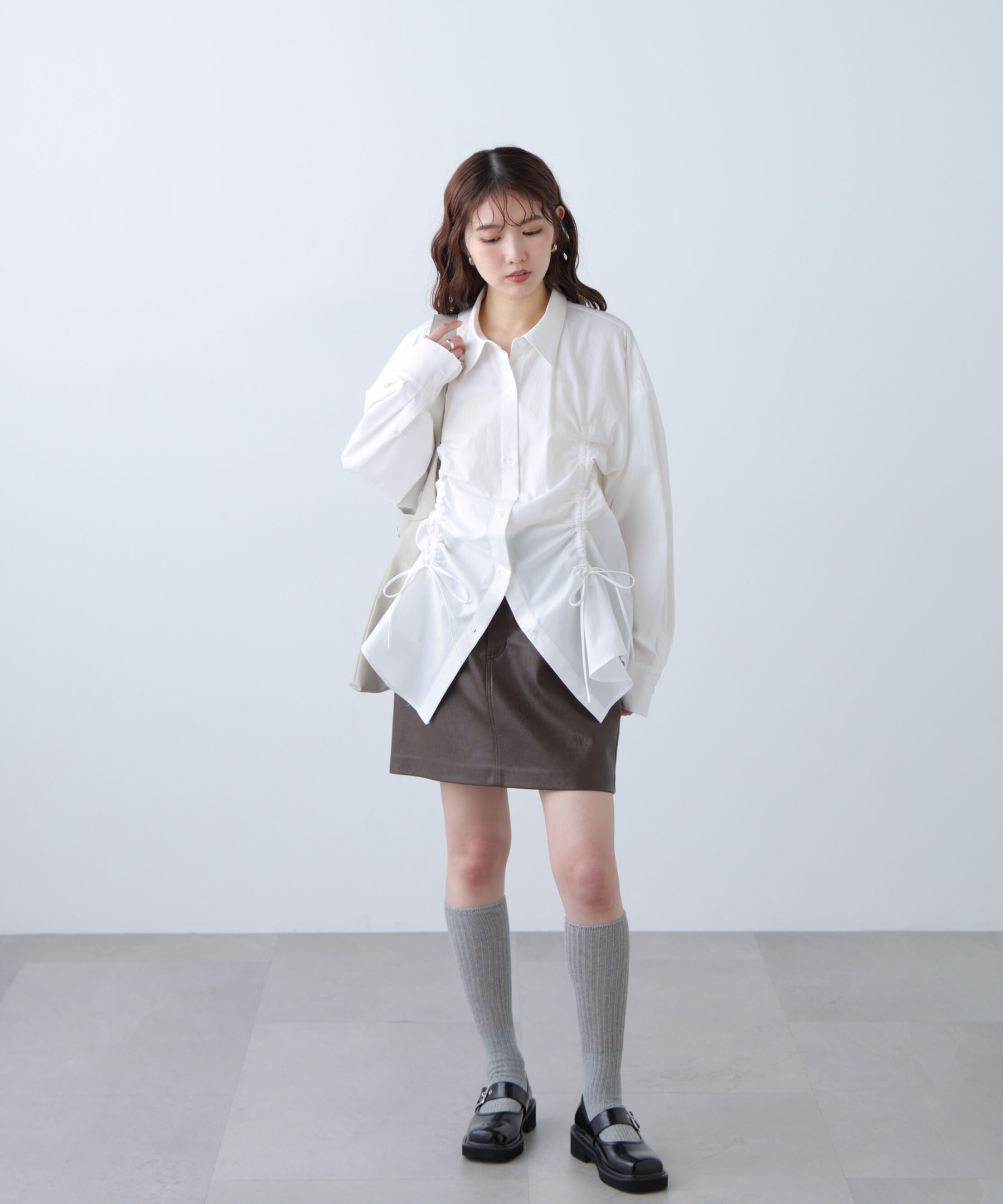  「フロントドロストオーバーサイズシャツ」|シャツ・ブラウス|