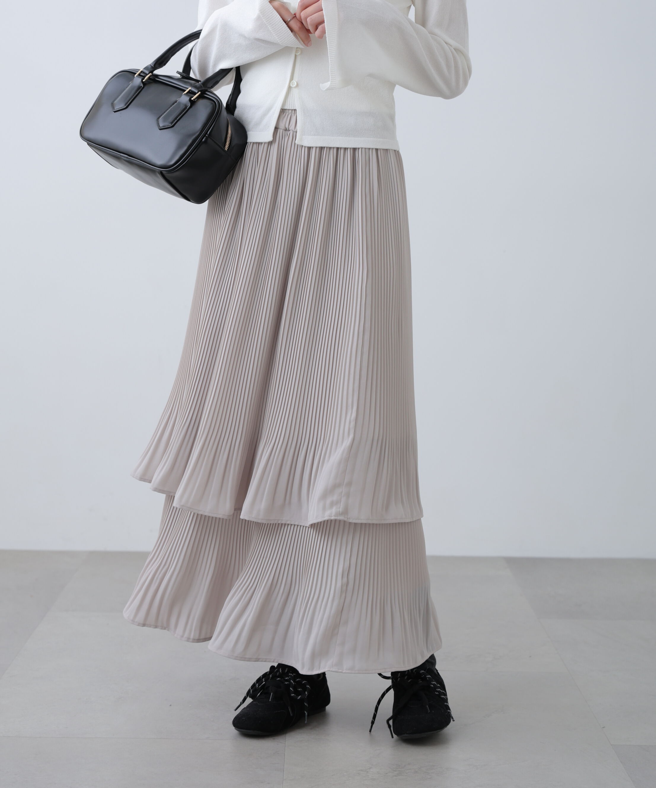  「消しプリーツティアードスカート」|スカート|ライトグレー