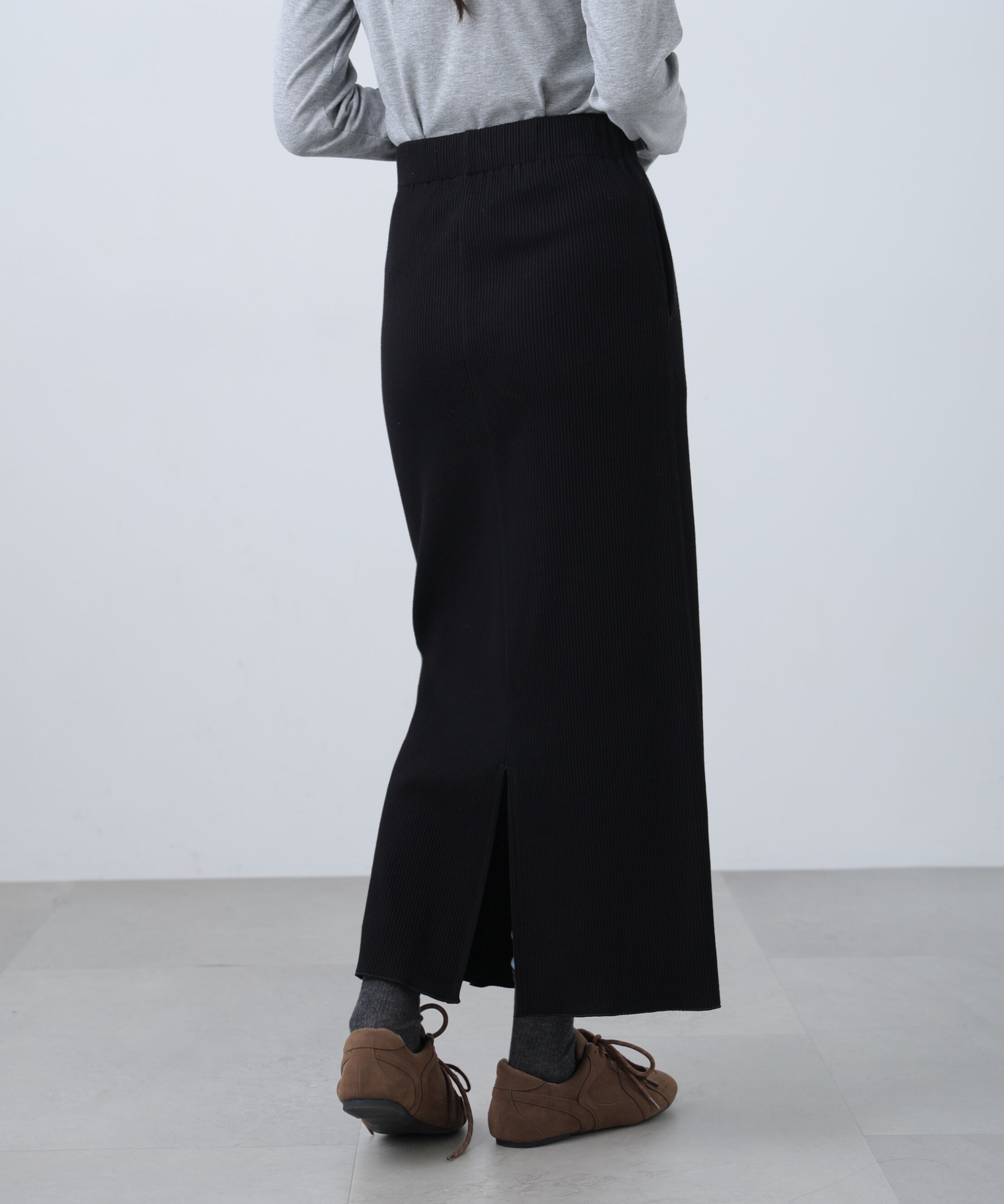  「[低身長サイズ/Sシリーズ]リブナローカットソースカート」|スカート|