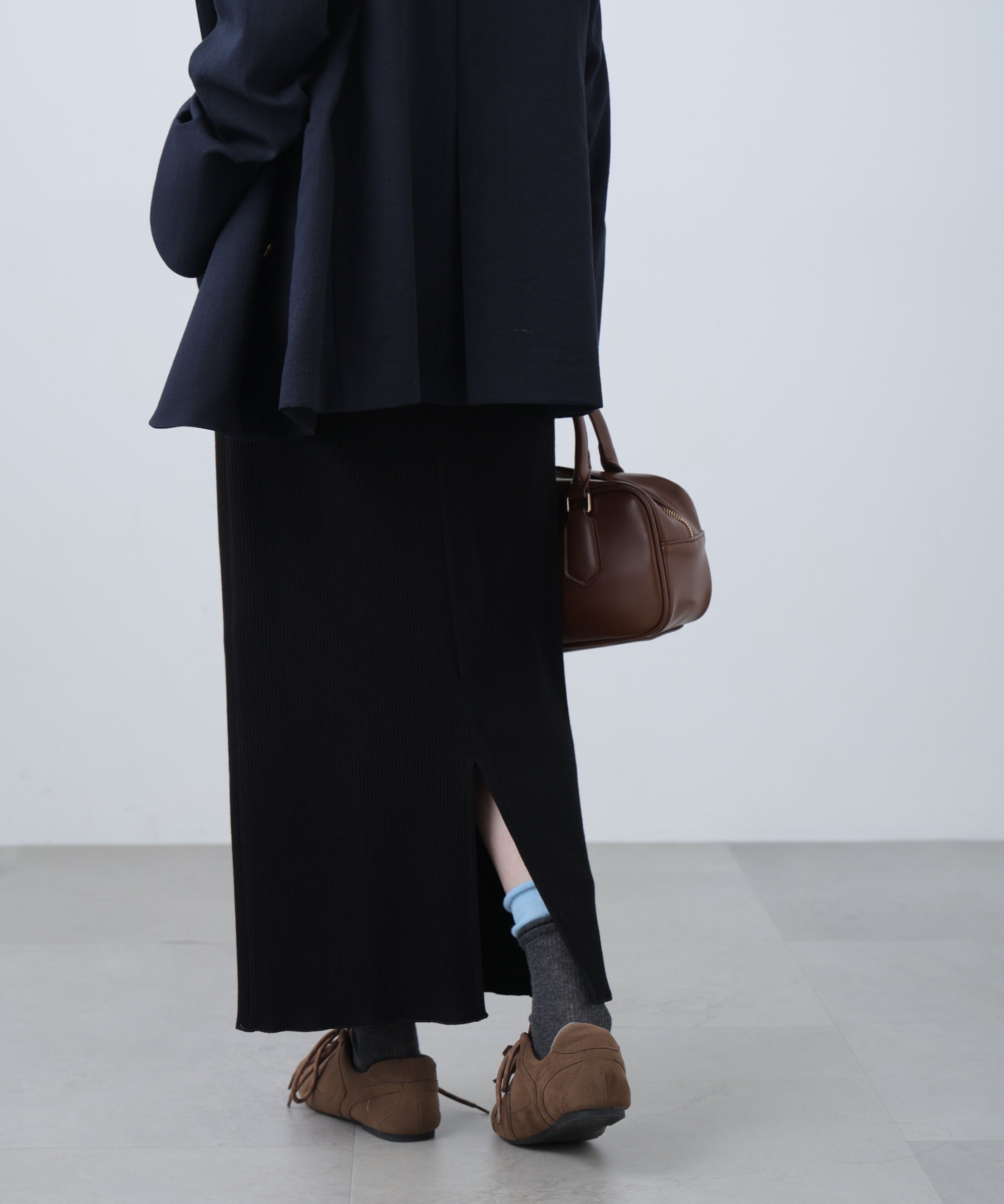  「[低身長サイズ/Sシリーズ]リブナローカットソースカート」|スカート|