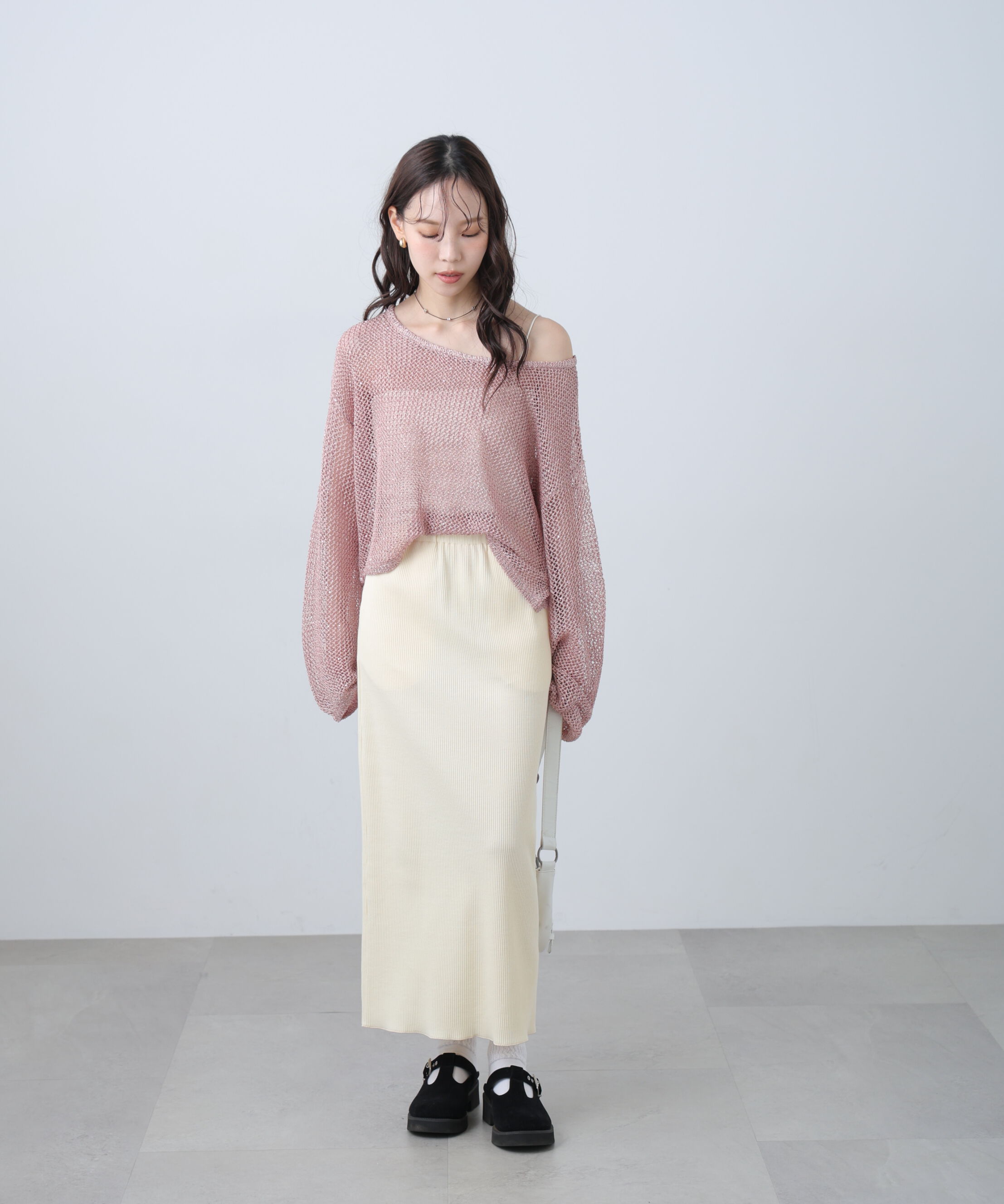  「[低身長サイズ/Sシリーズ]リブナローカットソースカート」|スカート|