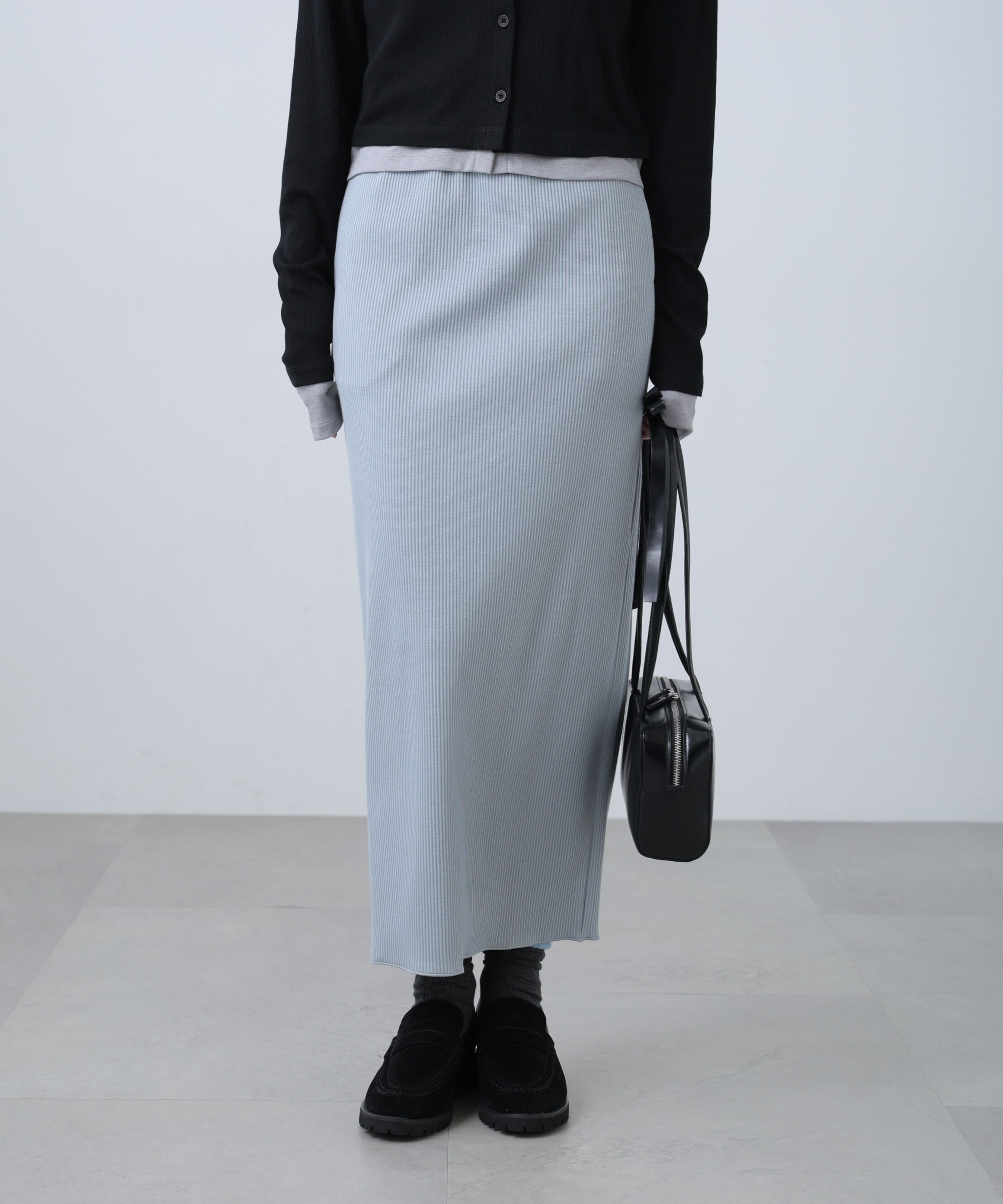  「[低身長サイズ/Sシリーズ]リブナローカットソースカート」|スカート|