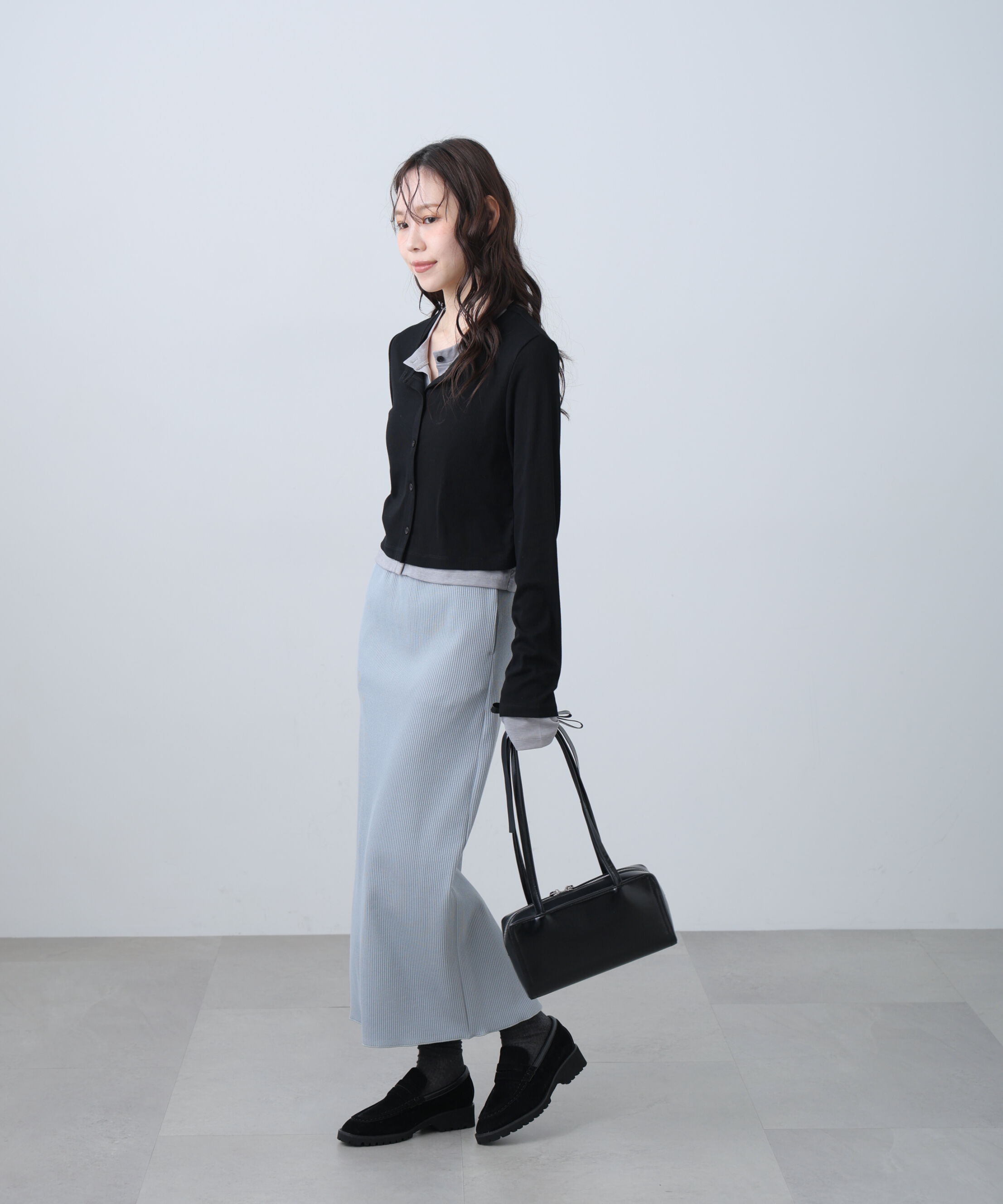  「[低身長サイズ/Sシリーズ]リブナローカットソースカート」|スカート|