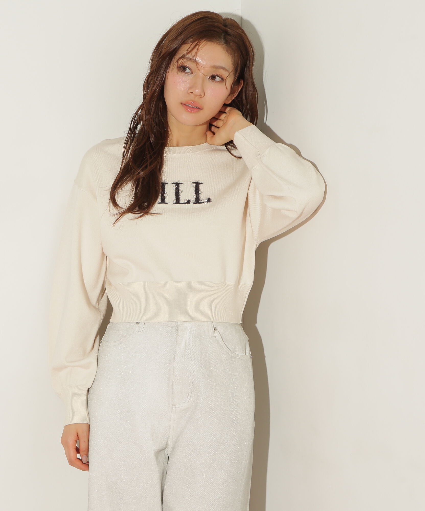  「ファンシーヤーンビジューロゴニット」|ニット・セーター|