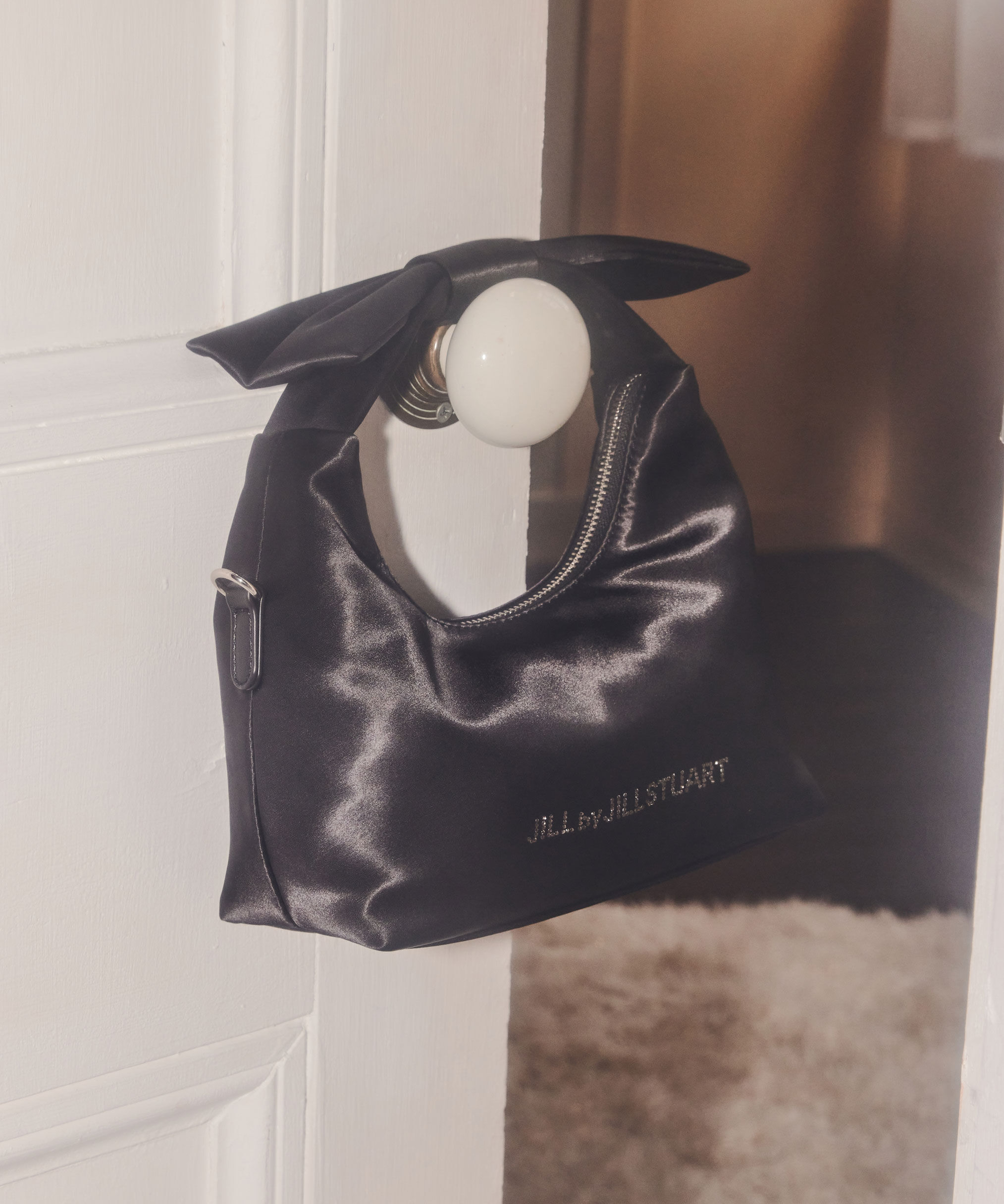  「リボンハンドルサテンバッグ」|その他|ブラック