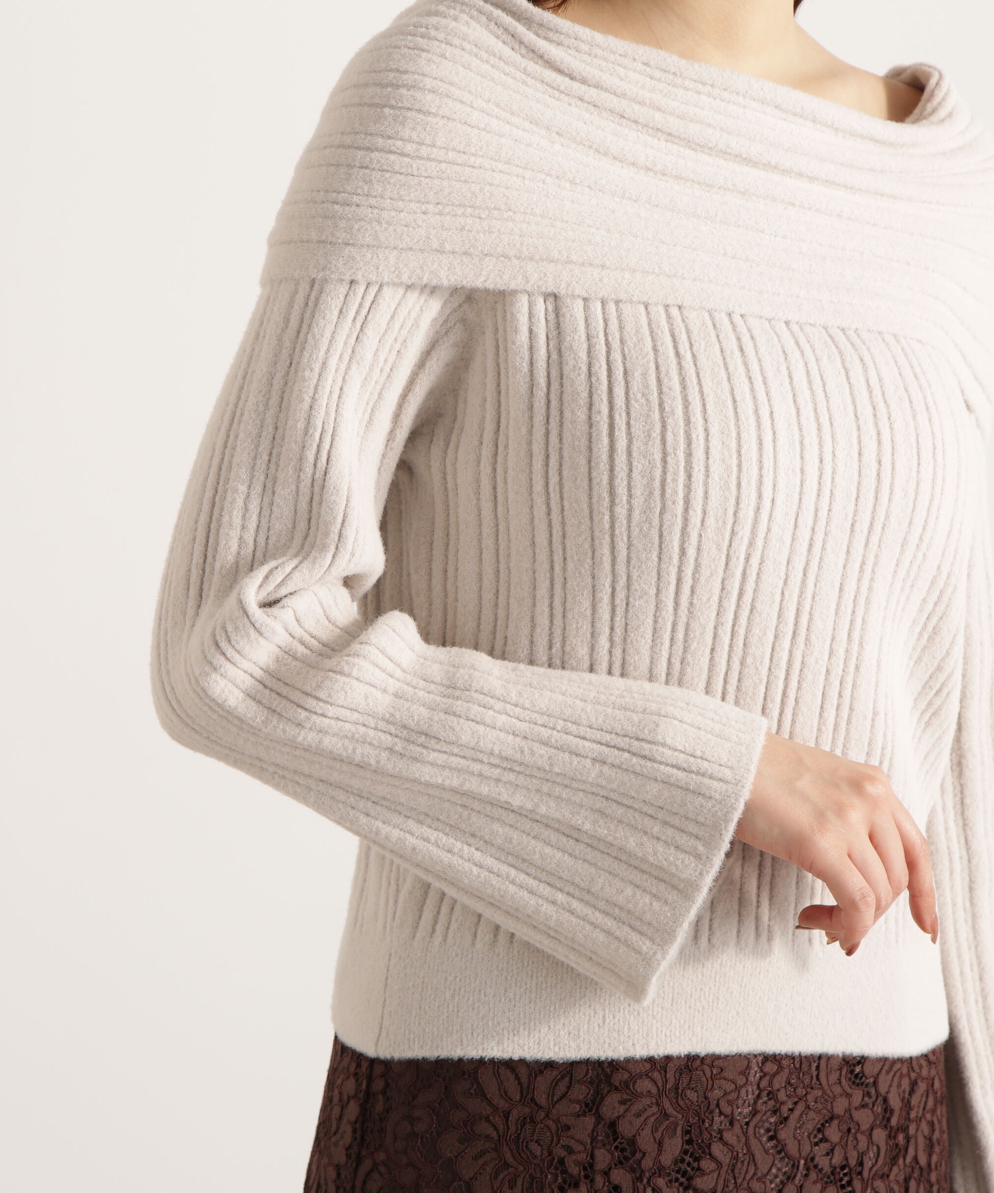 PROPORTION BODY DRESSING「ランダムリブオフショルニット 25AW」|ニット・セーター|