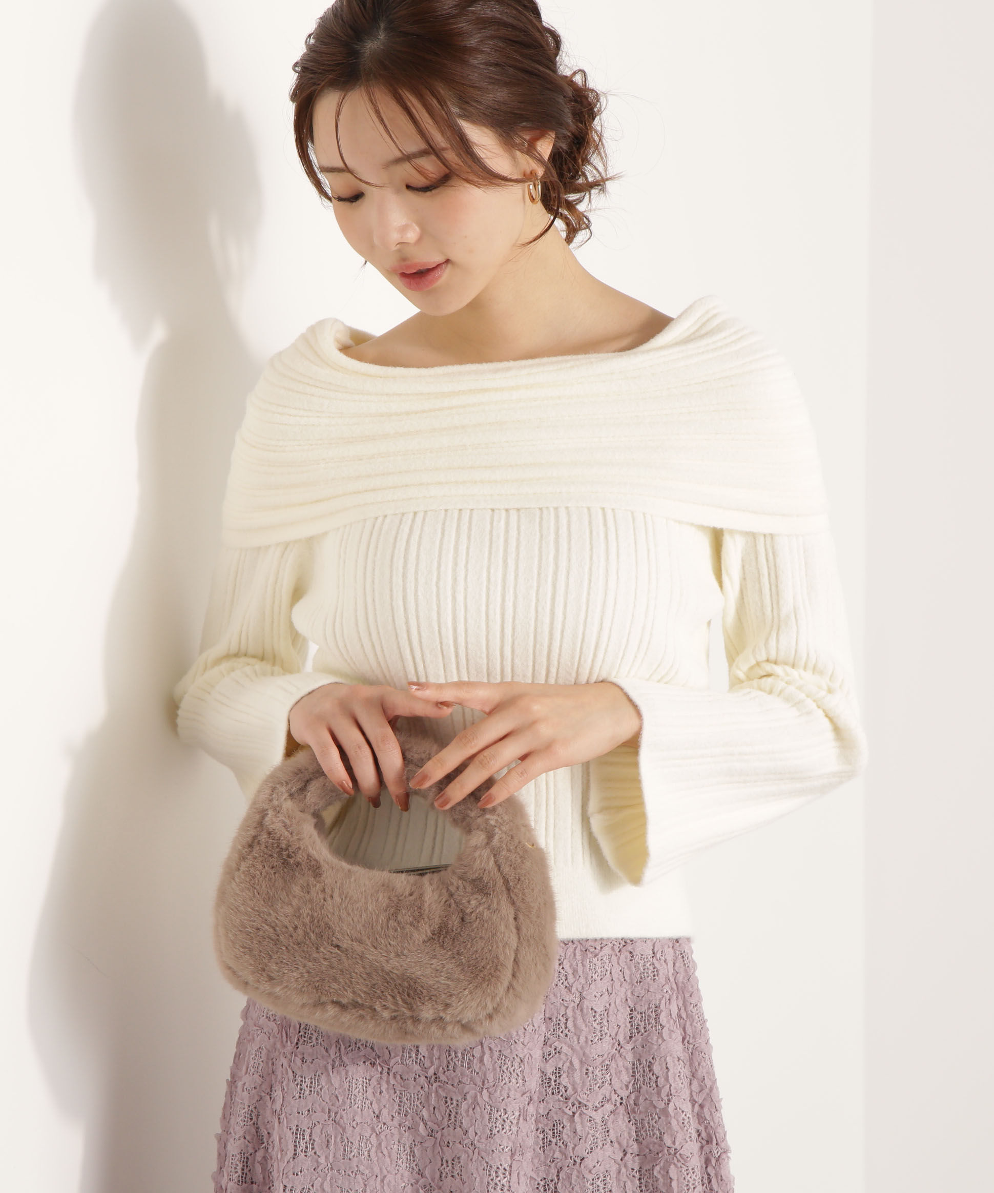 PROPORTION BODY DRESSING「ランダムリブオフショルニット 25AW」|ニット・セーター|