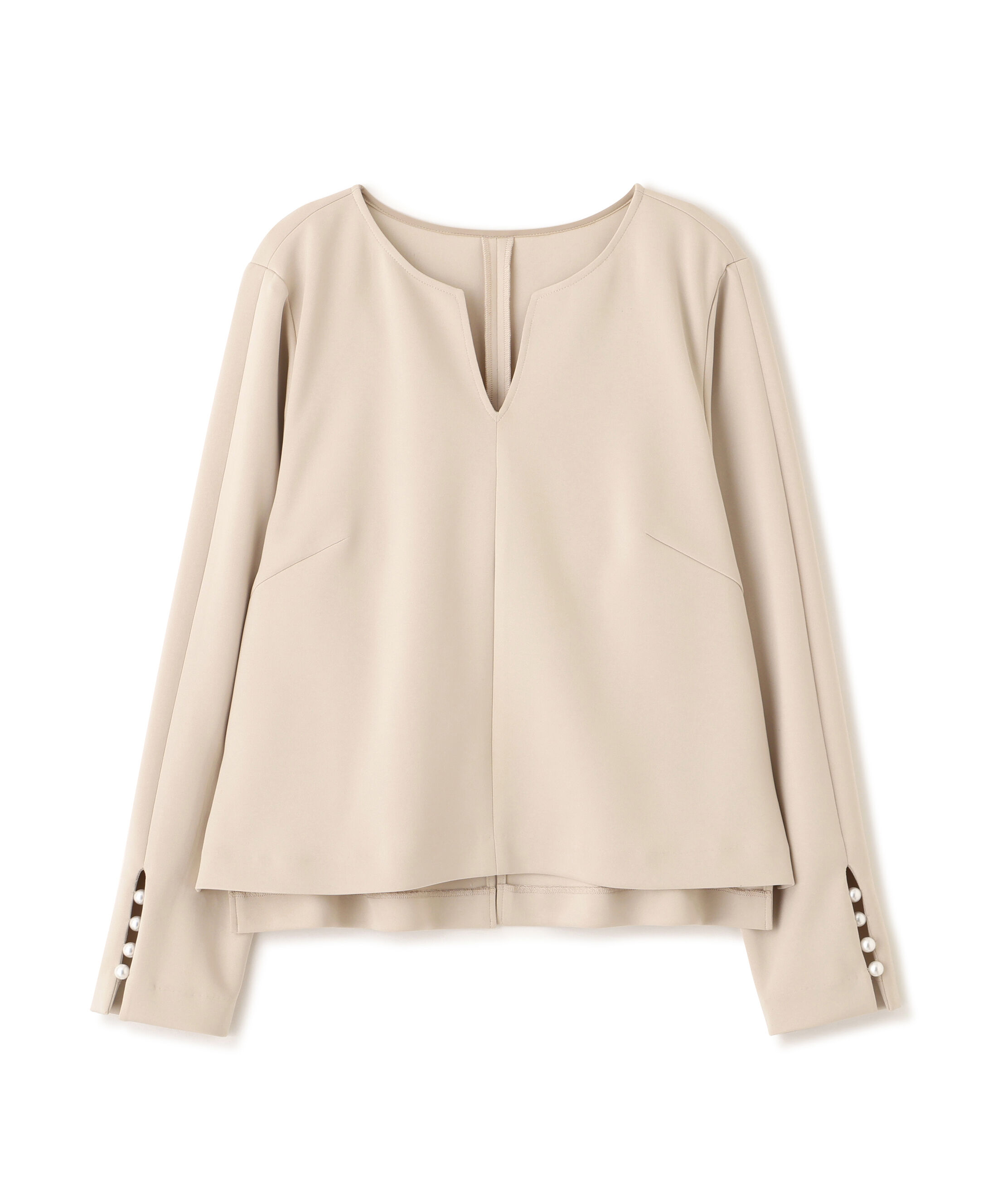  「パールビーズスリーブジャージトップス」|シャツ・ブラウス|