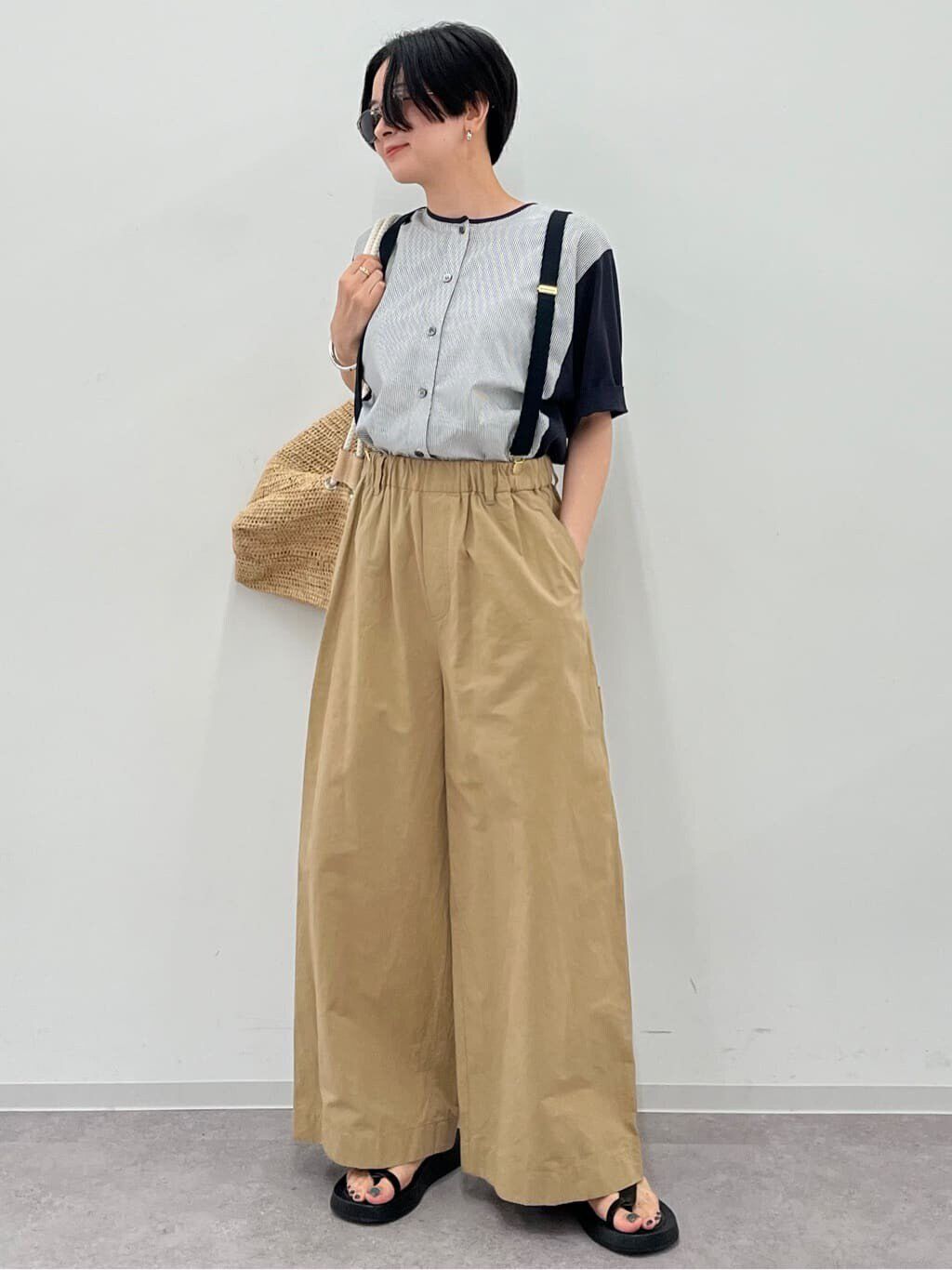  「◆綿麻ウェザー近江晒ワイドパンツ」|その他|