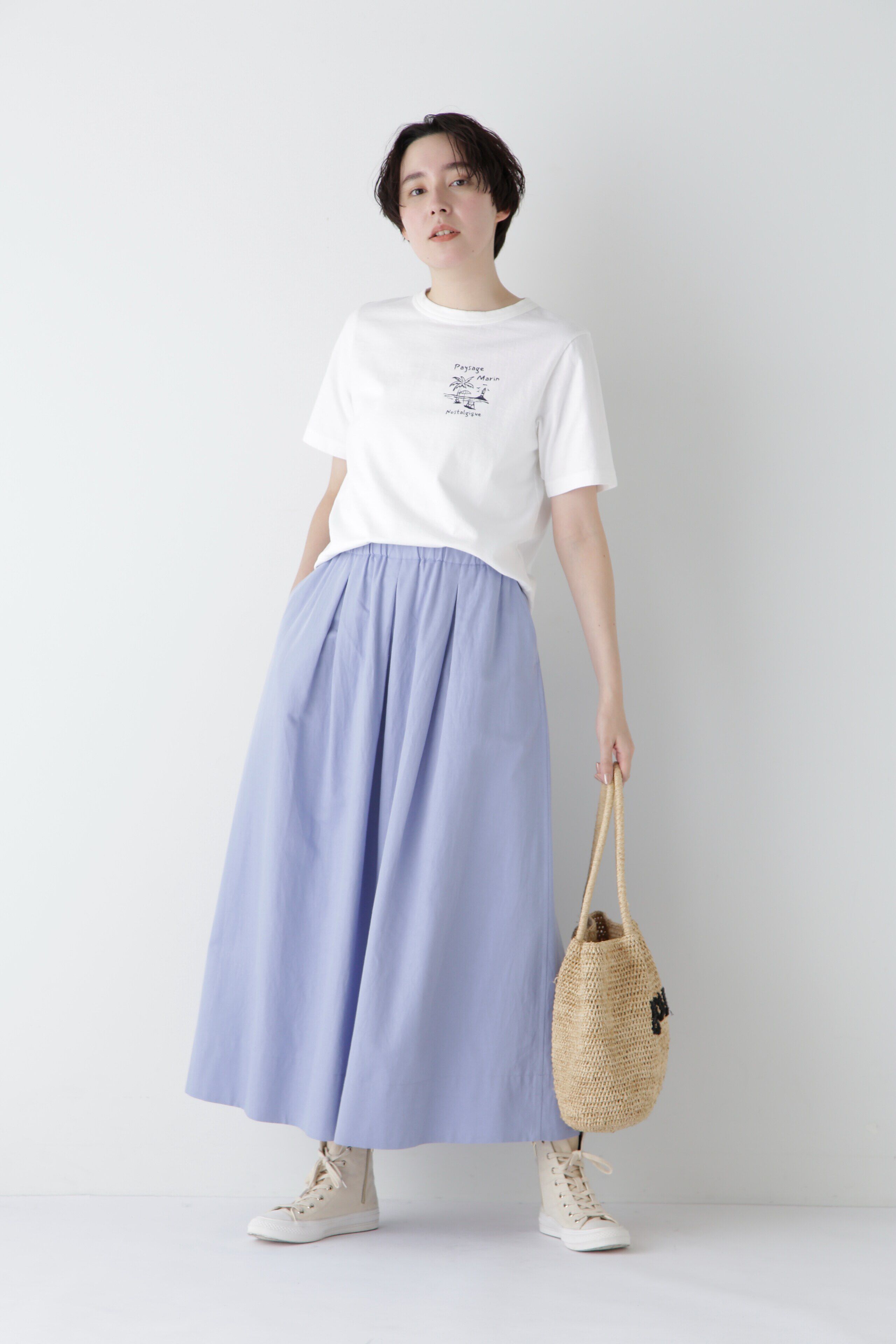  「◆コットンヘンプサテンボリュームボックスタックスカート」|スカート|