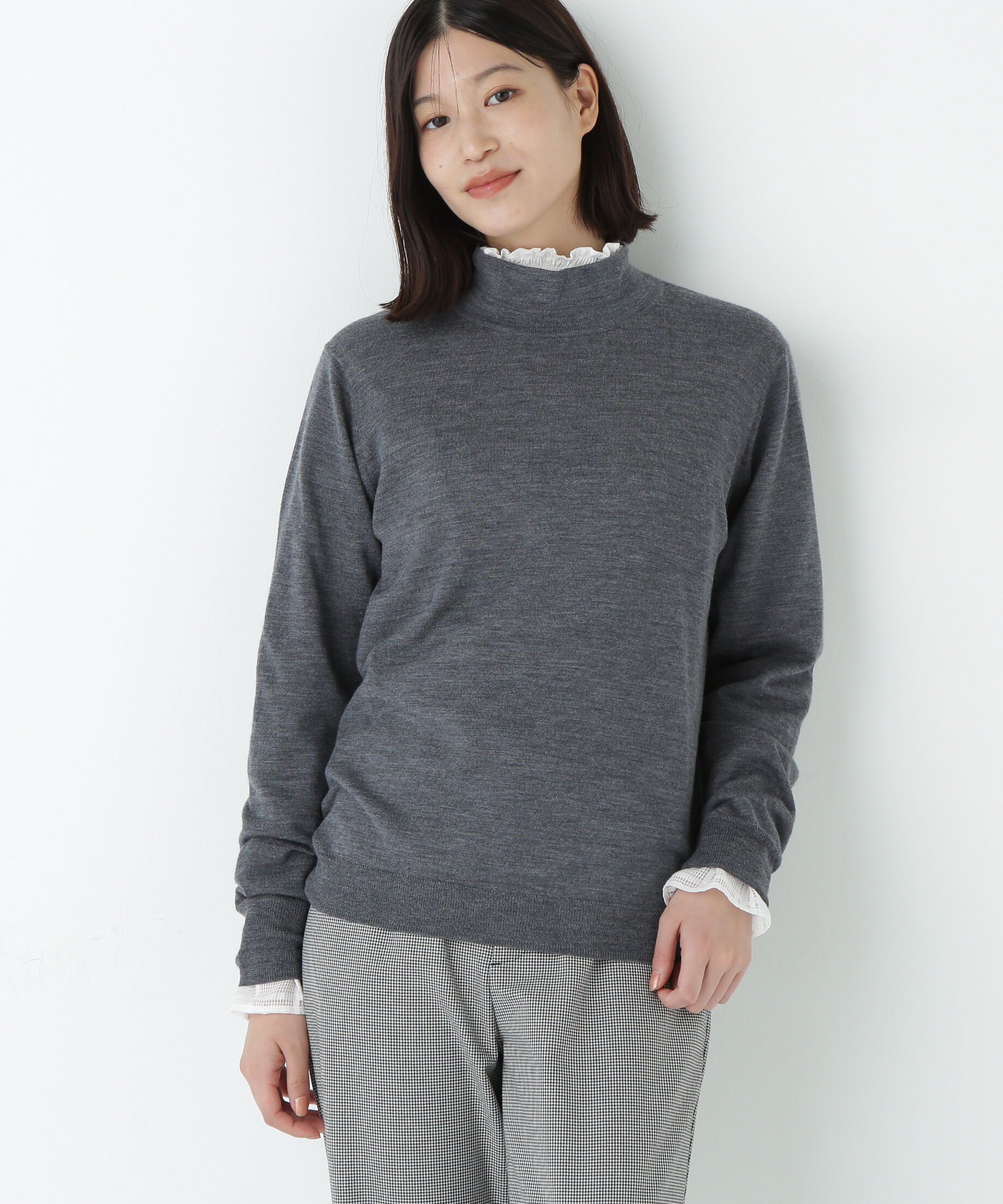  「梳毛天竺ハイネックプルオーバー」|ニット・セーター|