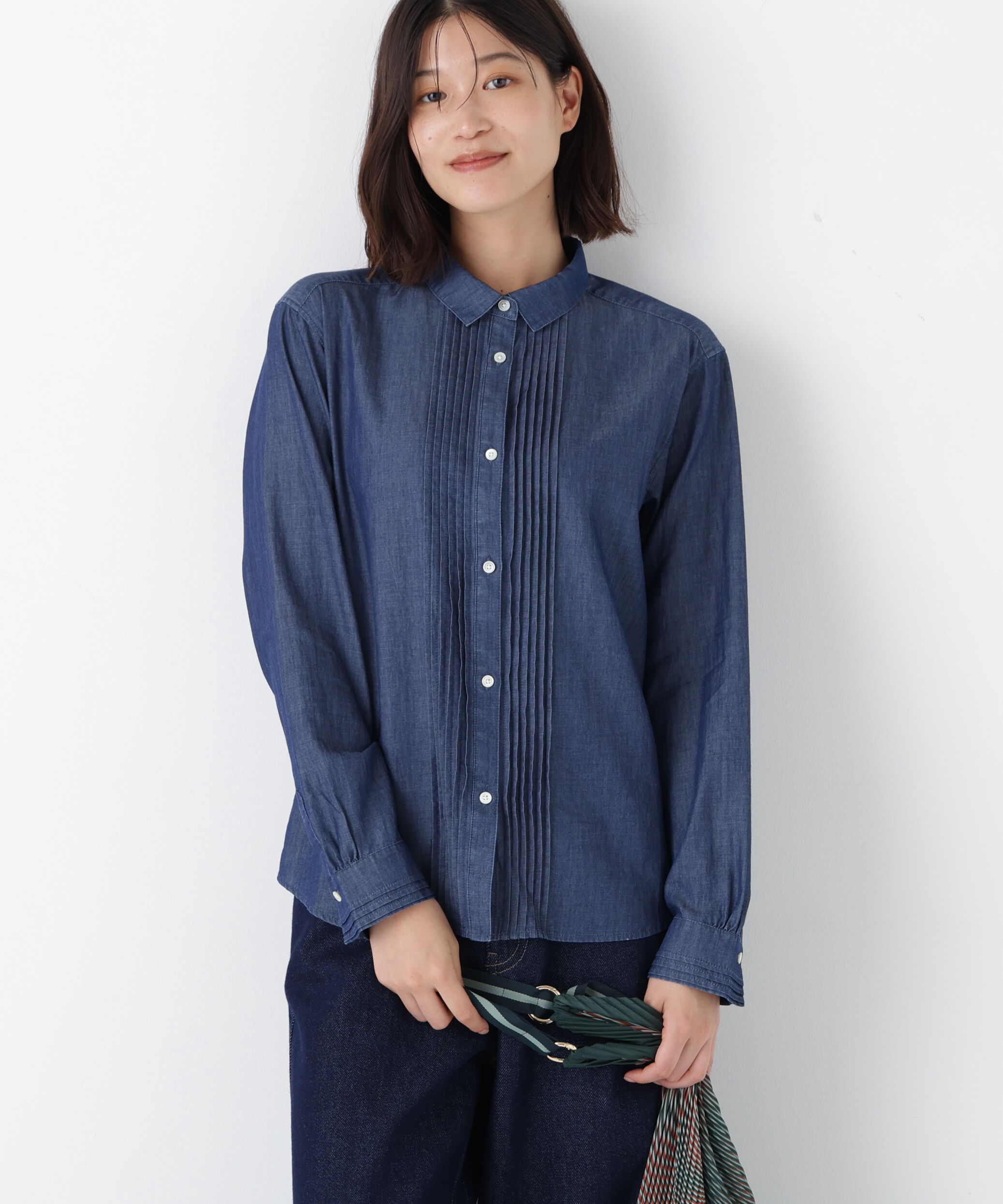  「◆ライトオンスデニムピンタックブラウス」|シャツ・ブラウス|