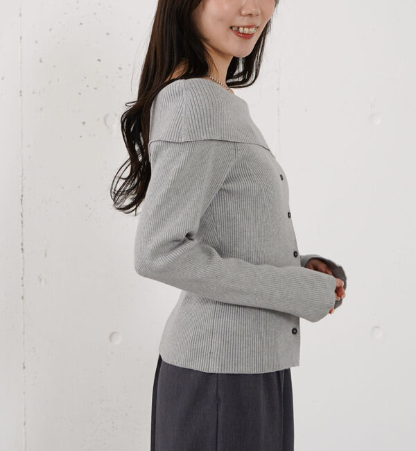 archives「フロントボタンオフショルプルオーバー」|ニット・セーター|