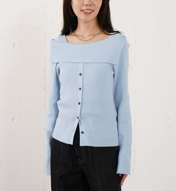 archives「フロントボタンオフショルプルオーバー」|ニット・セーター|