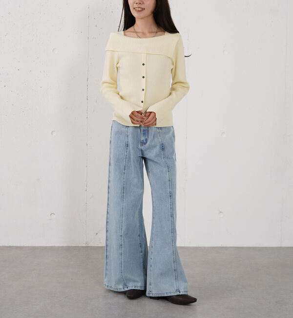 archives「フロントボタンオフショルプルオーバー」|ニット・セーター|