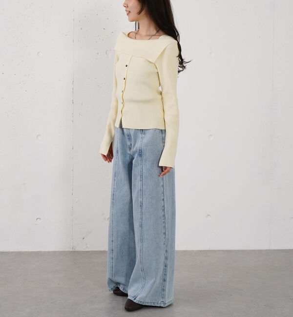 archives「フロントボタンオフショルプルオーバー」|ニット・セーター|