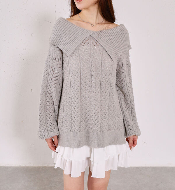 archives「ビックカラーオフショルミドルニットオーバー」|ニット・セーター|