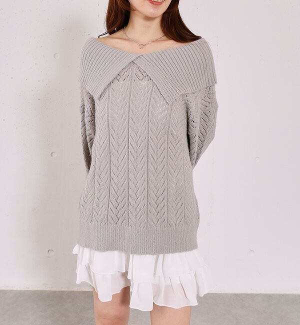 archives「ビックカラーオフショルミドルニットオーバー」|ニット・セーター|