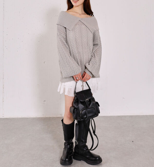 archives「ビックカラーオフショルミドルニットオーバー」|ニット・セーター|