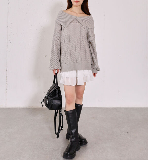 archives「ビックカラーオフショルミドルニットオーバー」|ニット・セーター|