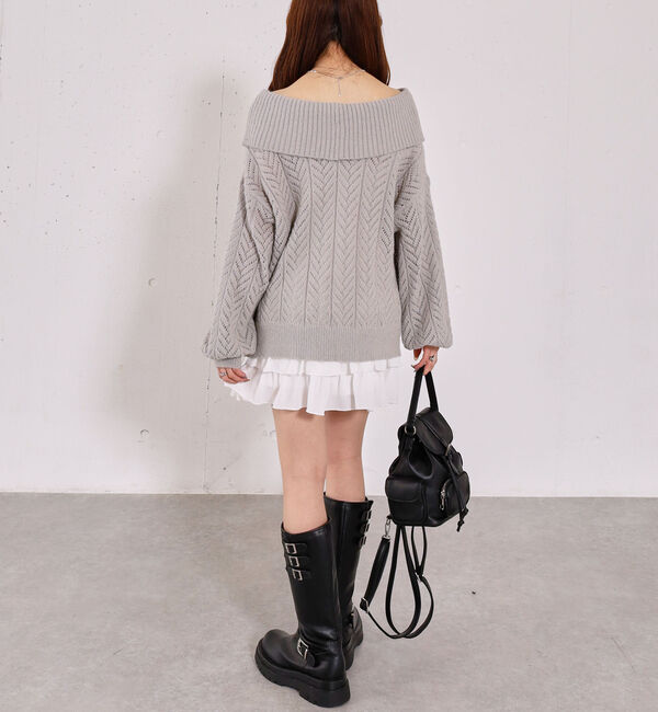 archives「ビックカラーオフショルミドルニットオーバー」|ニット・セーター|