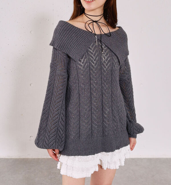 archives「ビックカラーオフショルミドルニットオーバー」|ニット・セーター|