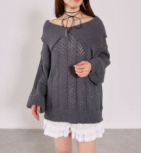 archives「ビックカラーオフショルミドルニットオーバー」|ニット・セーター|