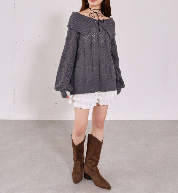 archives「ビックカラーオフショルミドルニットオーバー」|ニット・セーター|