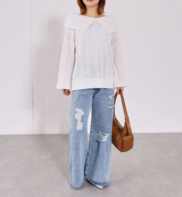 archives「ビックカラーオフショルミドルニットオーバー」|ニット・セーター|