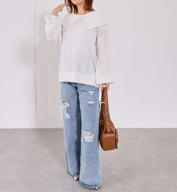 archives「ビックカラーオフショルミドルニットオーバー」|ニット・セーター|