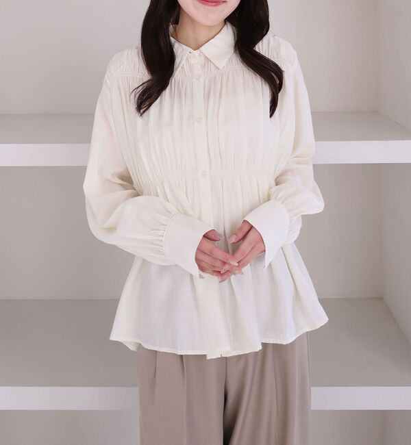 archives「【ＯＮかわ】シャーリングギャザーシャツ」|シャツ・ブラウス|