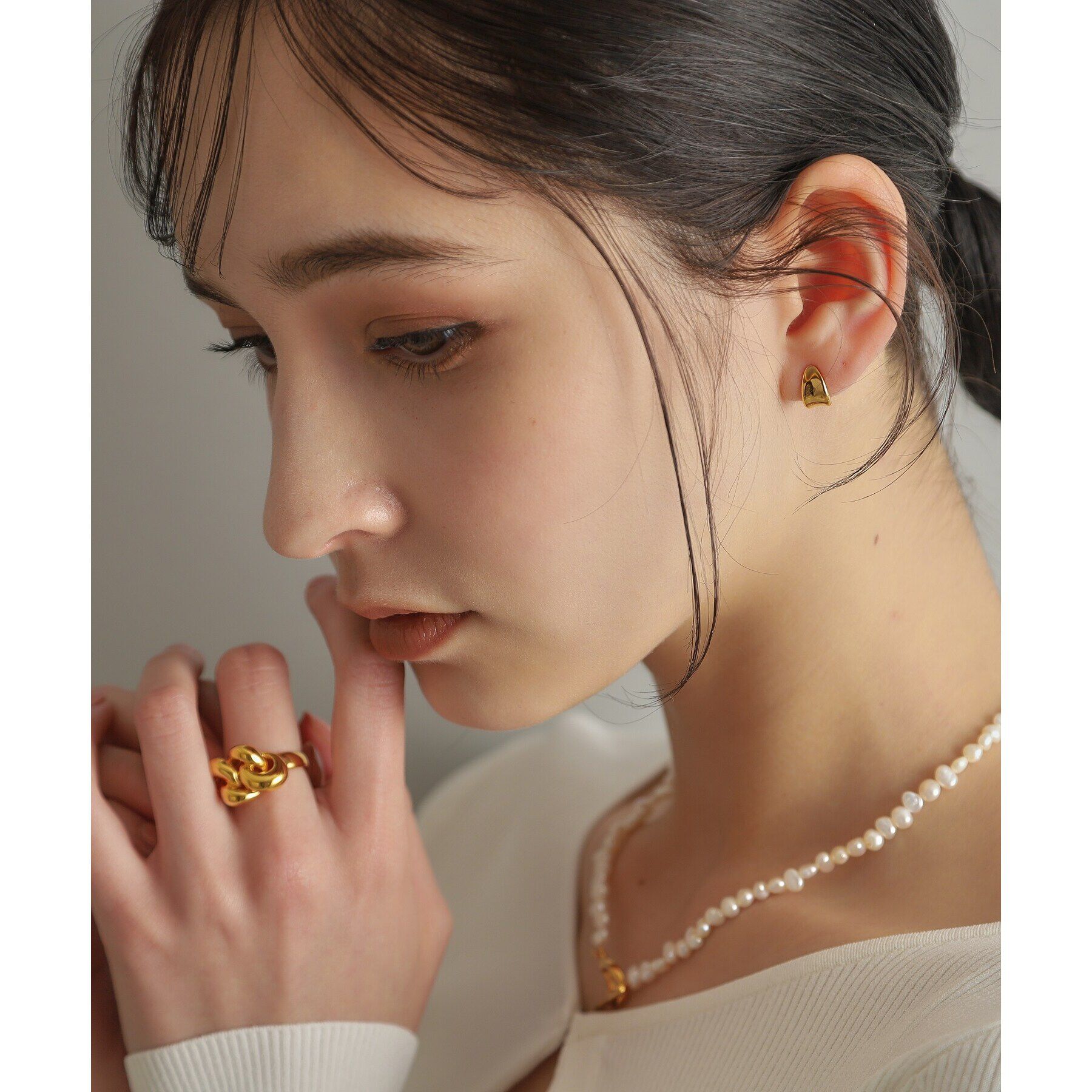 COCOSHNIK ONKITSCH「シルバー バロックパール カーブチェーン マンテルネックレス GP」|ネックレス|