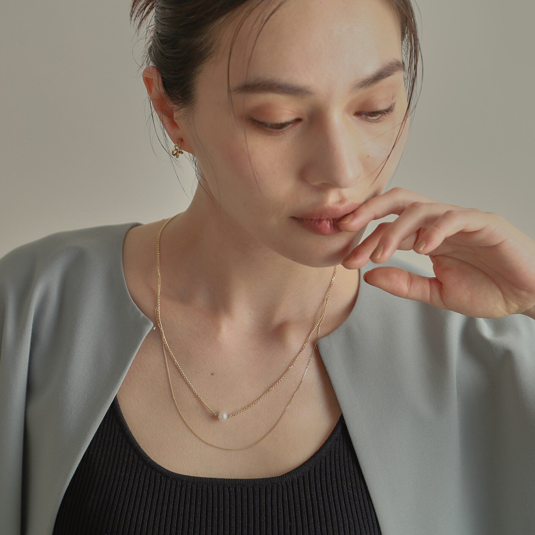 COCOSHNIK「K10パール キヘイドレープ ネックレス」|ネックレス|