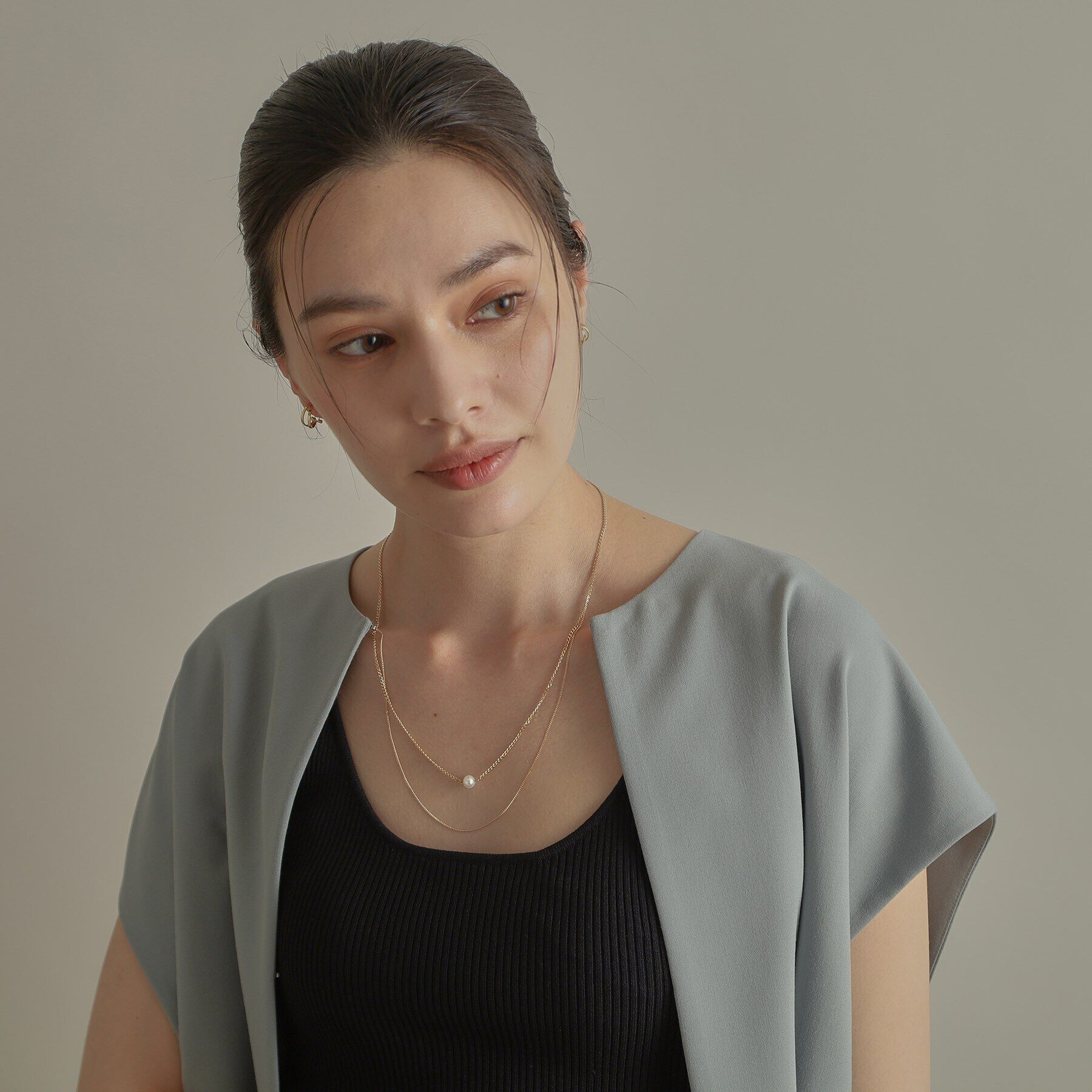 COCOSHNIK「K10パール キヘイドレープ ネックレス」|ネックレス|