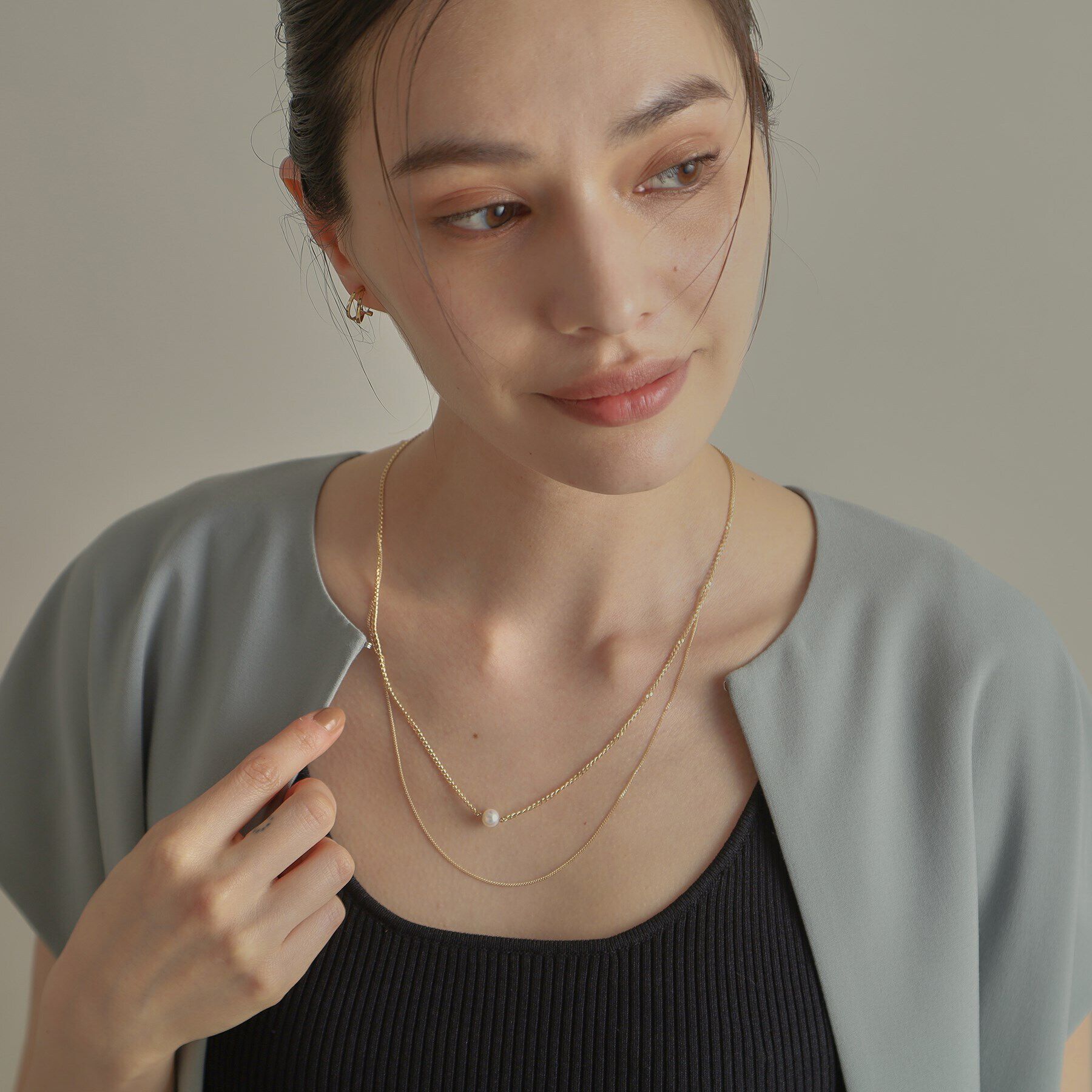 COCOSHNIK「K10パール キヘイドレープ ネックレス」|ネックレス|