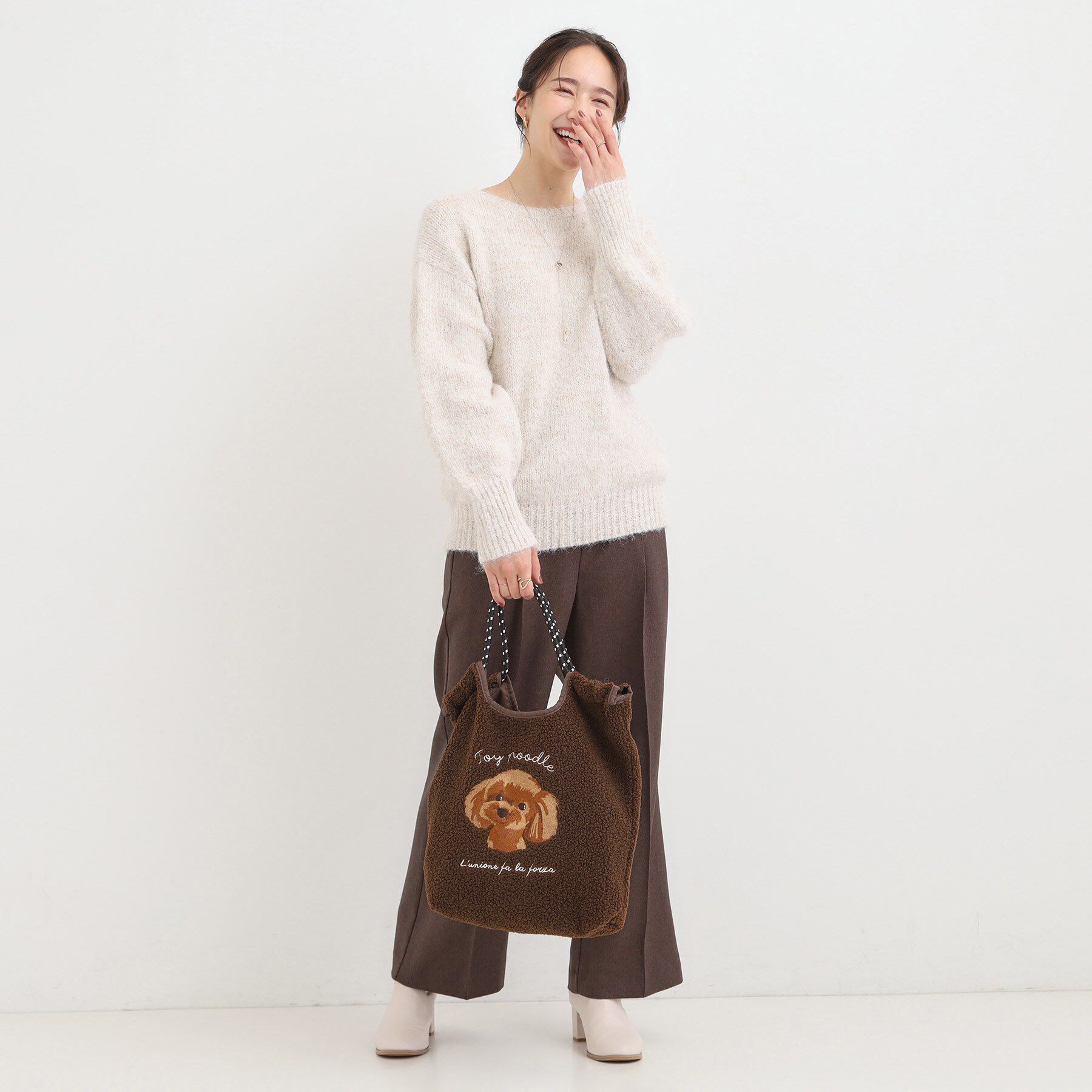 SHOO･LA･RUE「ボア刺繍アニマルコードトートバッグ」|トートバッグ|