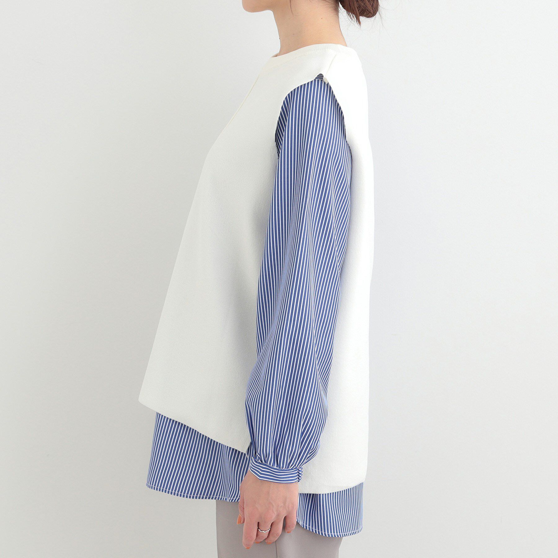 SHOO･LA･RUE「【洗濯機可/2点セット/S-LL】着回し自在 きれい見え ニットベスト＋ブラウス」|ニット・セーター|