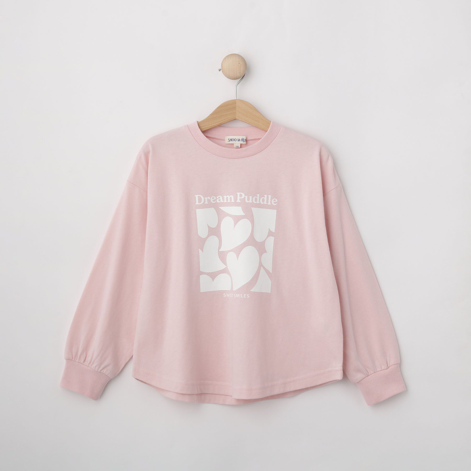 SHOO･LA･RUE「【100-150cm/選べる2柄】プリントアソート裾ラウンドロンT」|Tシャツ・カットソー|ライトピンク(270