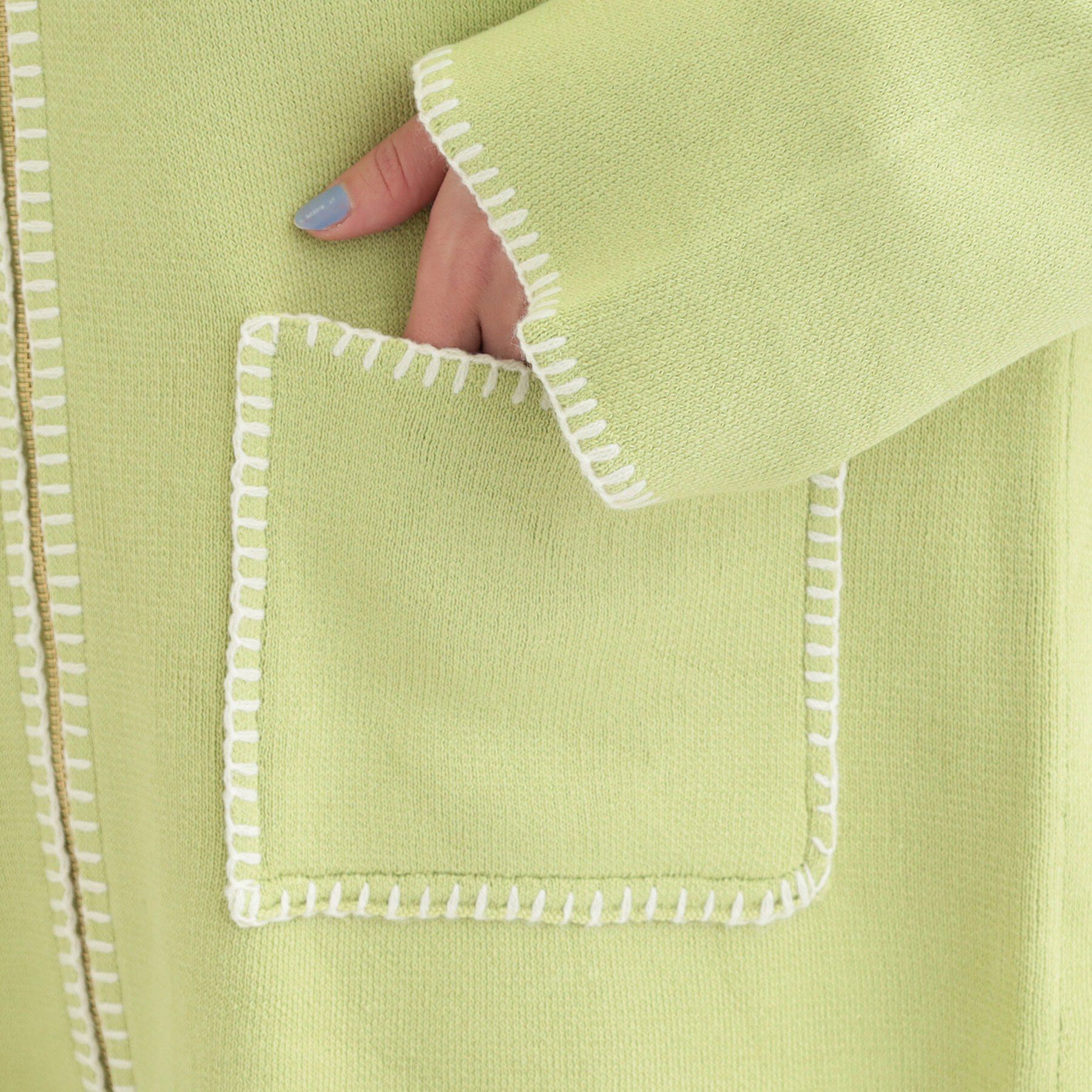 SHOO･LA･RUE「ステッチ襟付きが魅力な ジップニットカーディガン」|カーディガン|