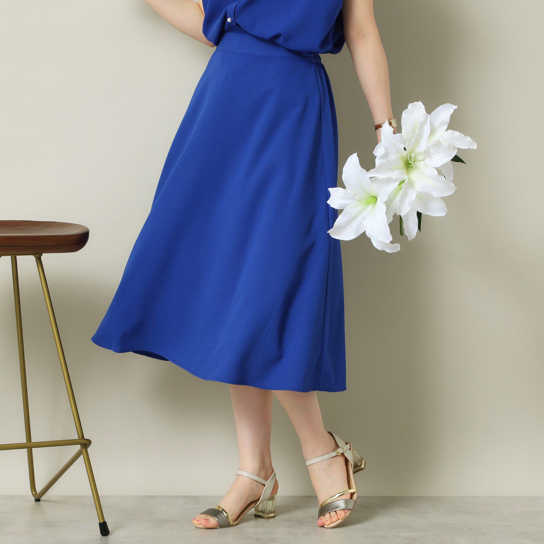 ITS&rsquo;DEMO「【UVケア／吸水速乾／洗濯機OK】麻調合繊スカート＜ラク服シリーズ＞」|スカート|ブルー(092)