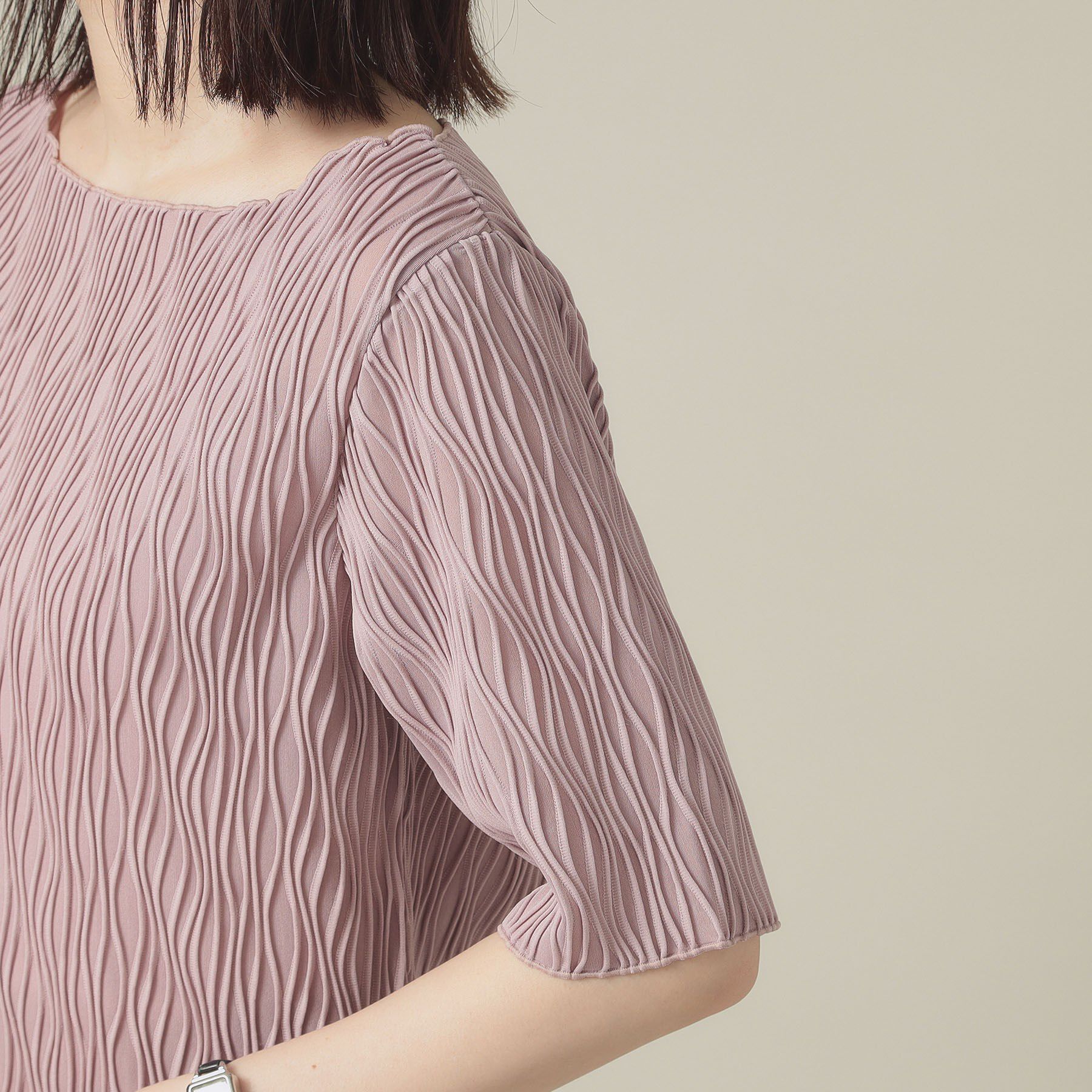 ITS&rsquo;DEMO「【洗濯機OK】ジャカード5分袖プルオーバー」|Tシャツ・カットソー|