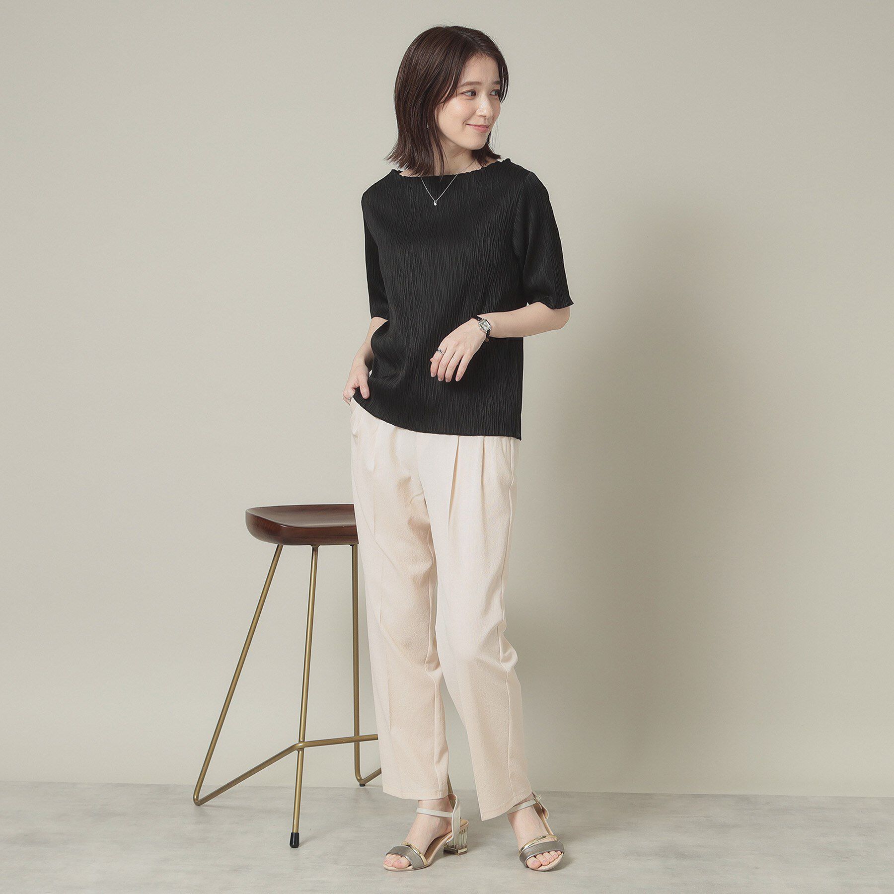 ITS&rsquo;DEMO「【洗濯機OK】ジャカード5分袖プルオーバー」|Tシャツ・カットソー|