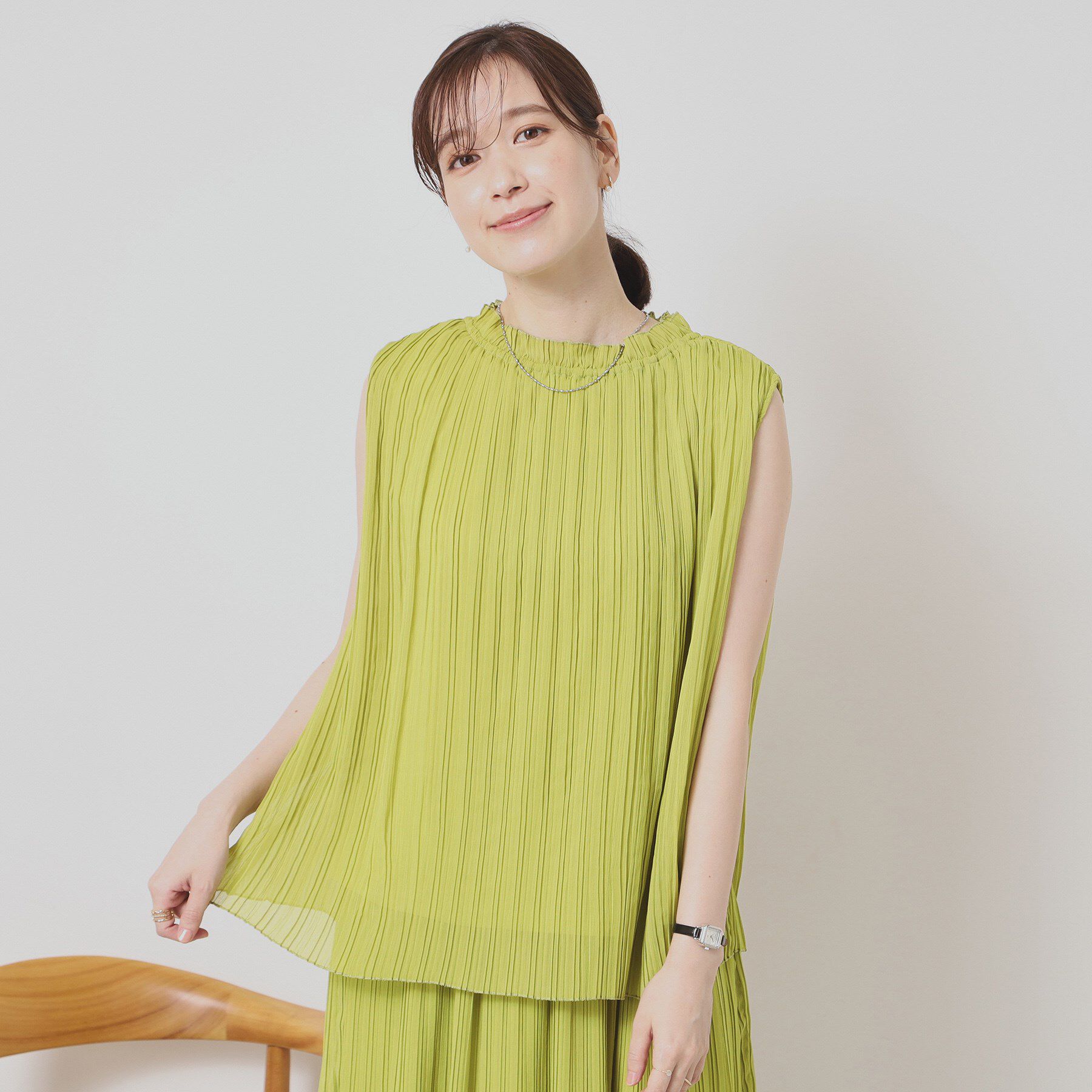 ITS&rsquo;DEMO「【手洗い可】楊柳プリーツブラウス」|シャツ・ブラウス|イエロー(032)