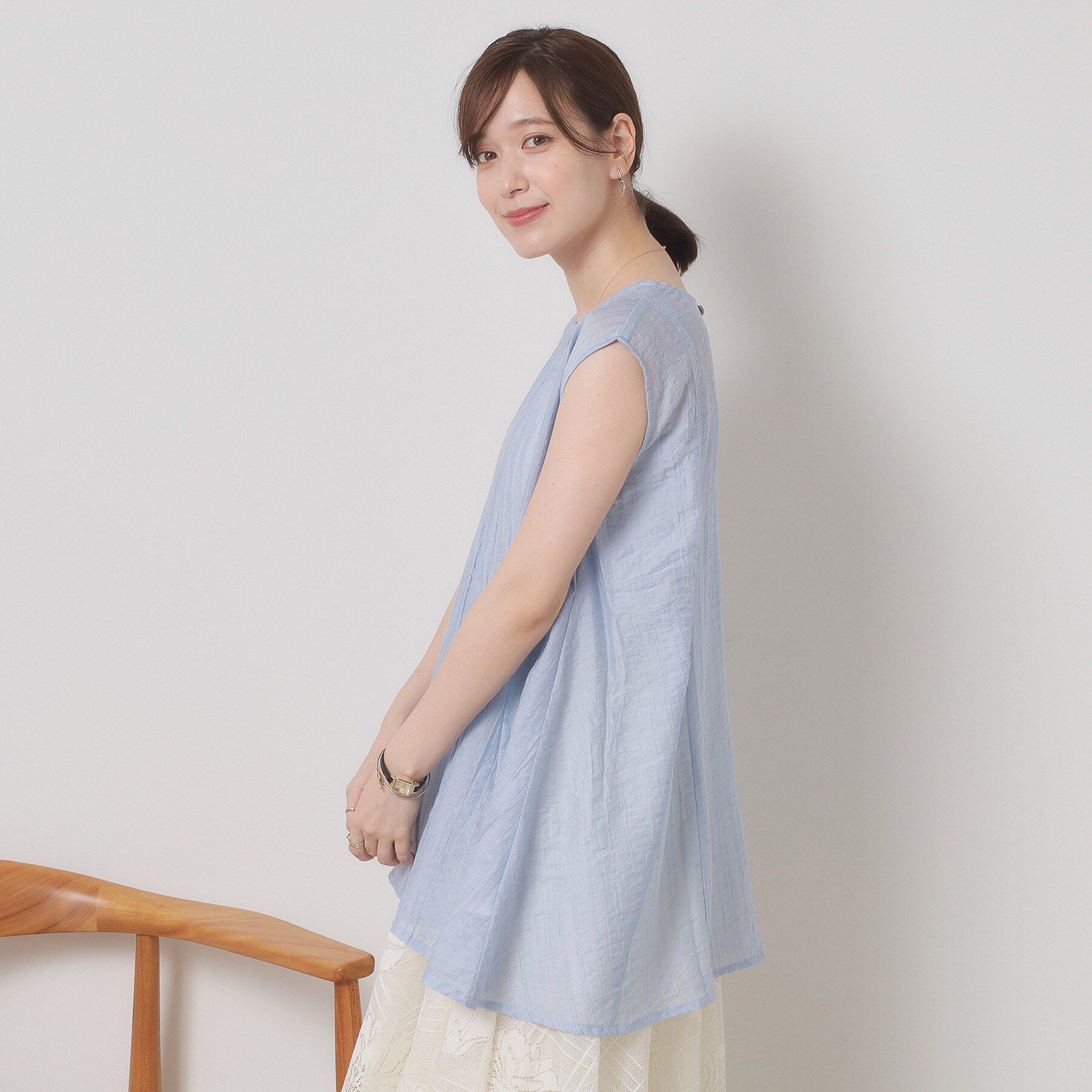 ITS&rsquo;DEMO「【手洗い可】シアーストライプブラウス」|シャツ・ブラウス|