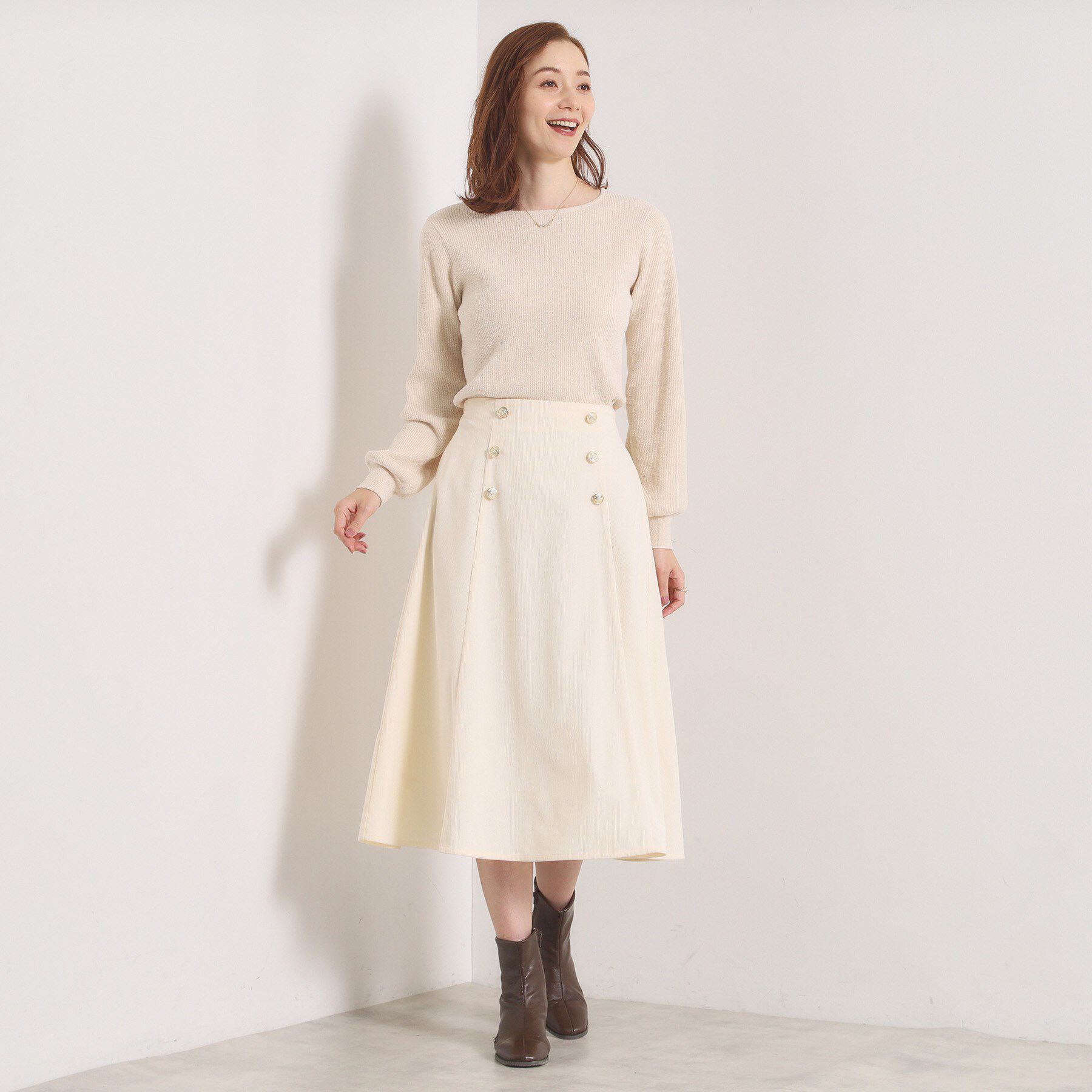 ITS&rsquo;DEMO「【洗濯機OK／ウエストゴム】コーデュロイスカート」|スカート|